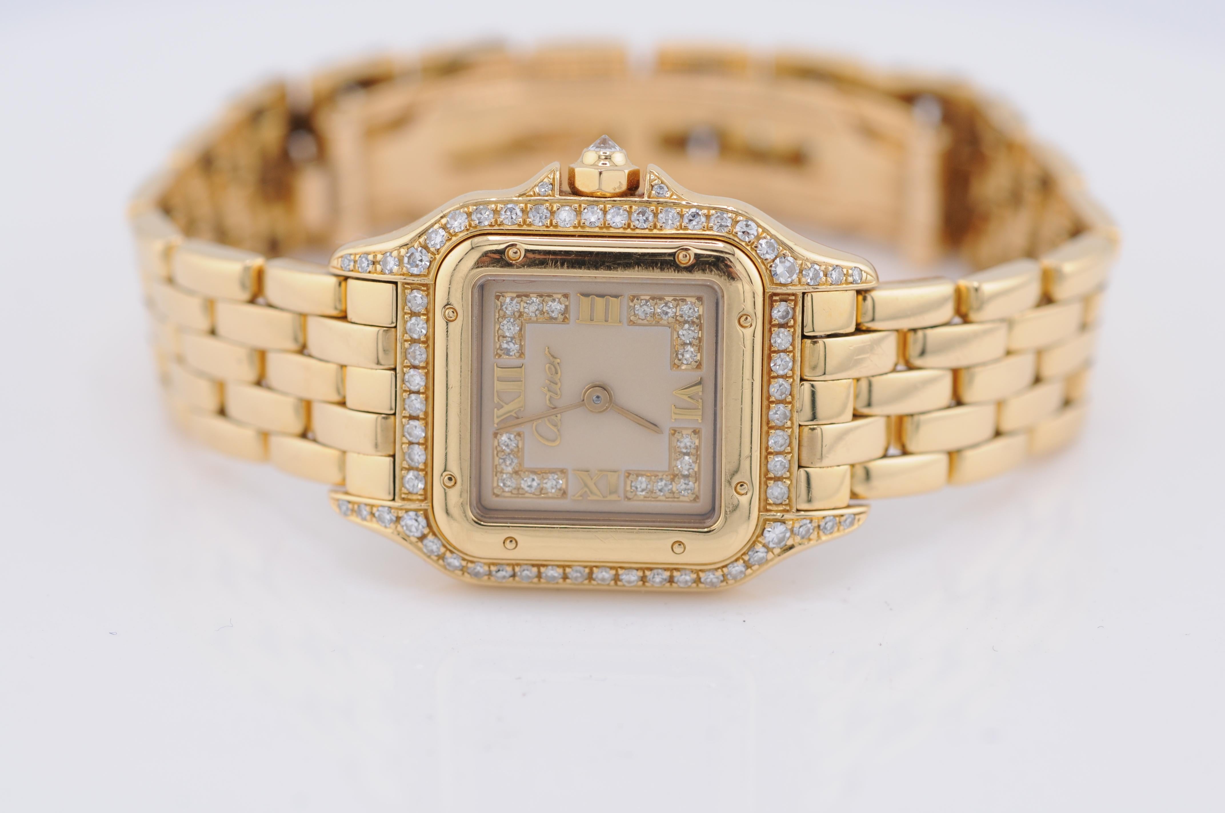 Vintage Cartier Panthère 22mm Oro Amarillo  Diamantes en venta 5