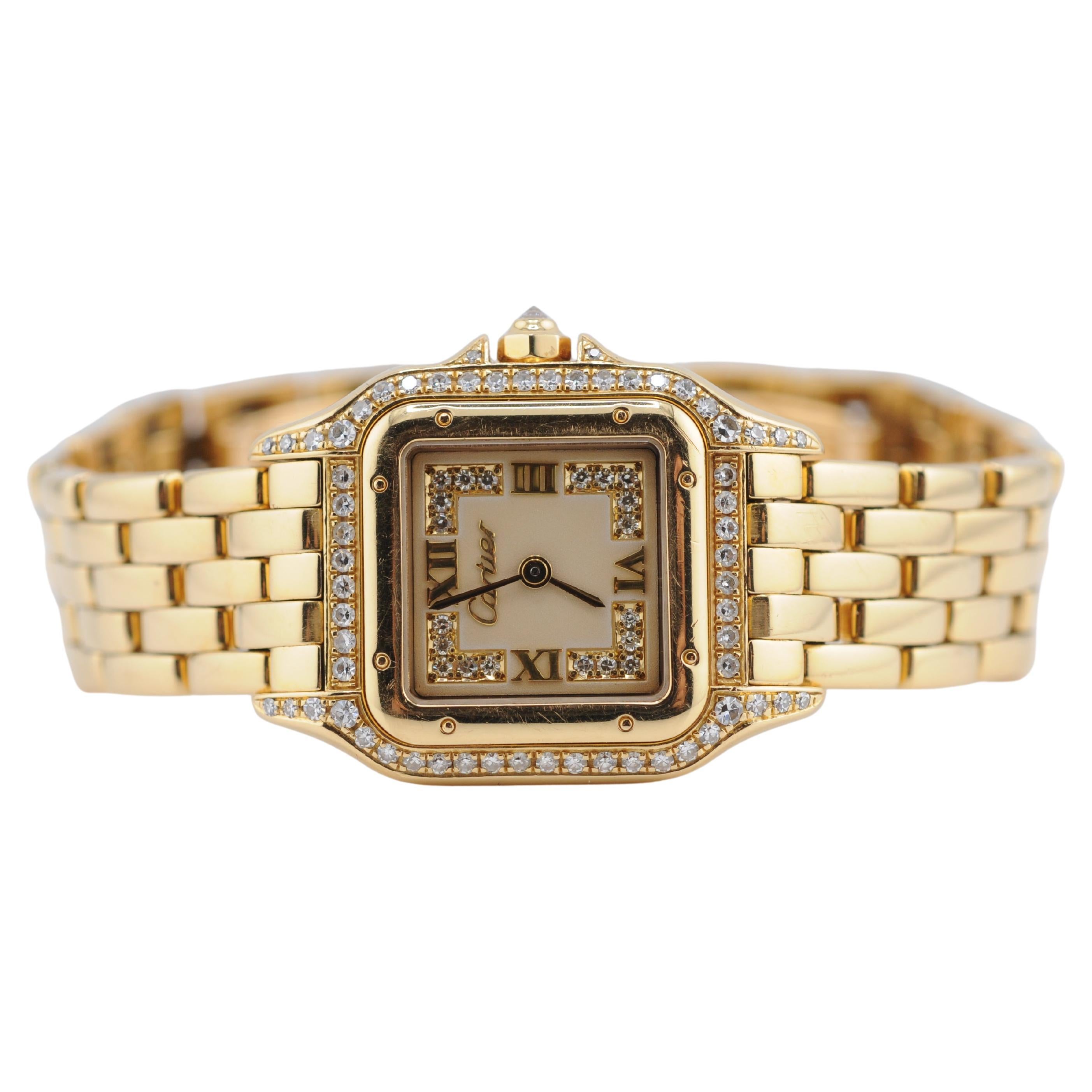 Vintage Cartier Panthère 22mm Oro Amarillo  Diamantes Movimiento estético en venta