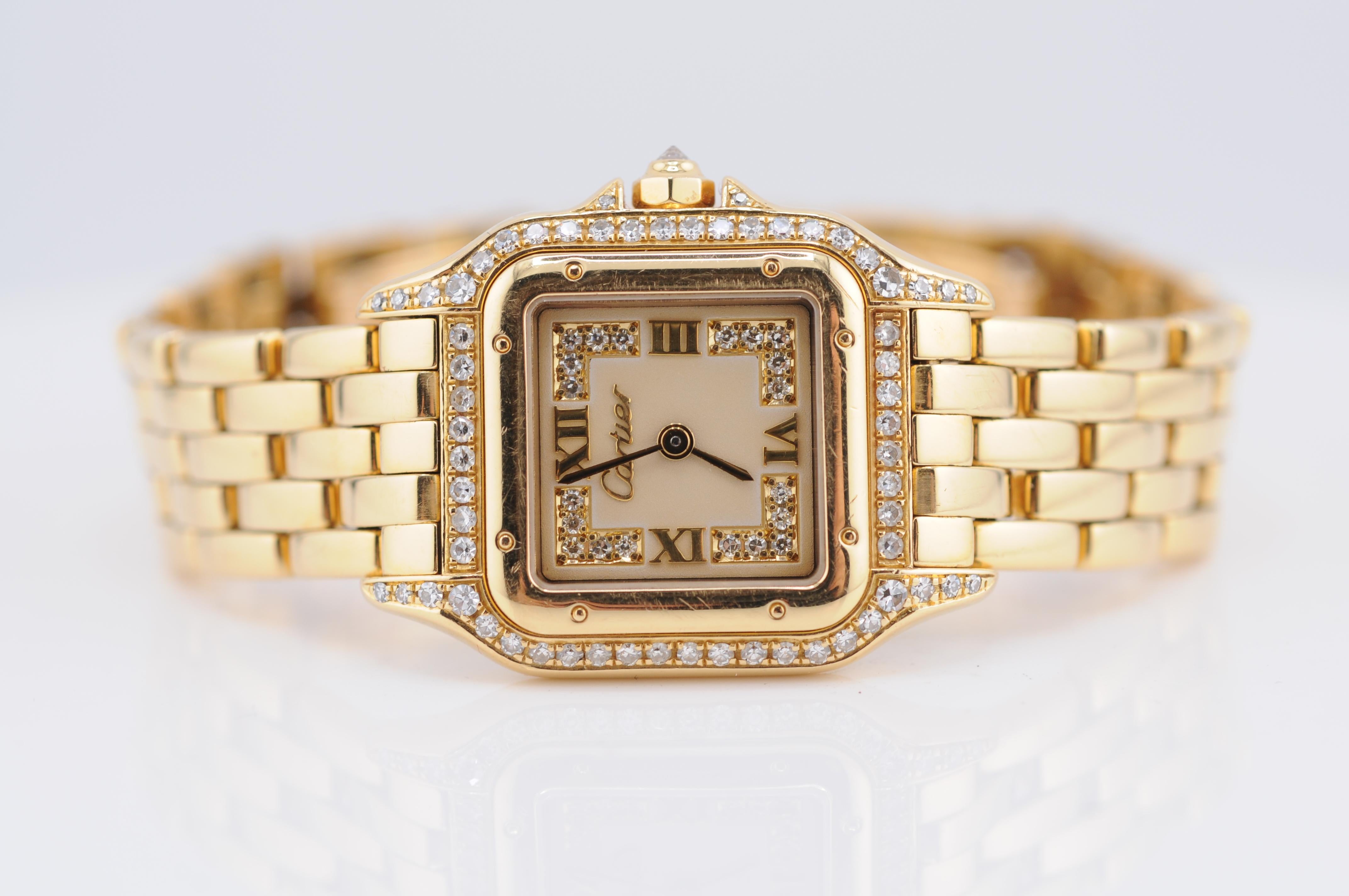 Vintage Cartier Panthère 22mm Oro Amarillo  Diamantes en Bueno estado para la venta en Berlin, BE