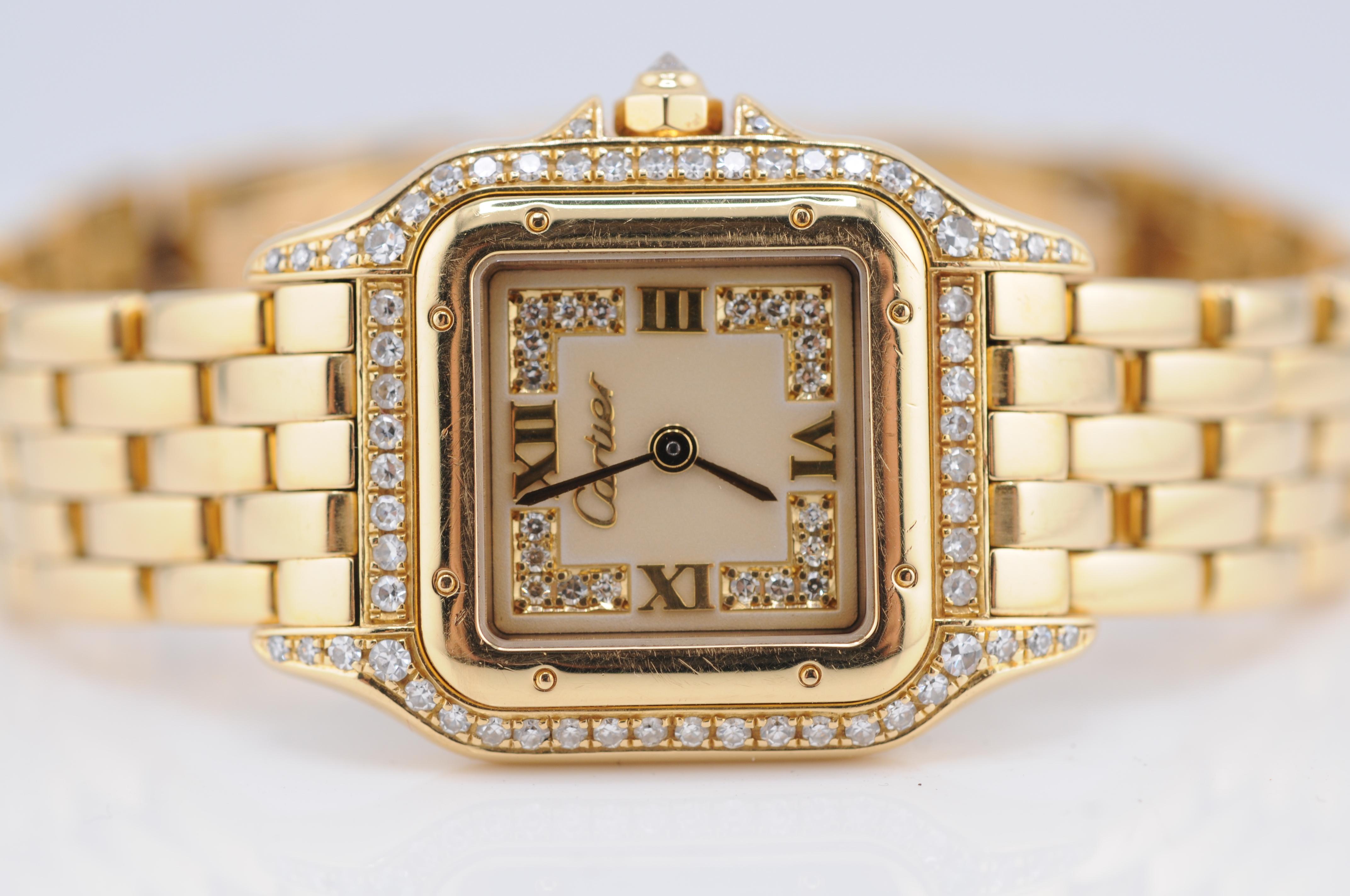 Femenino o masculino Vintage Cartier Panthère 22mm Oro Amarillo  Diamantes en venta