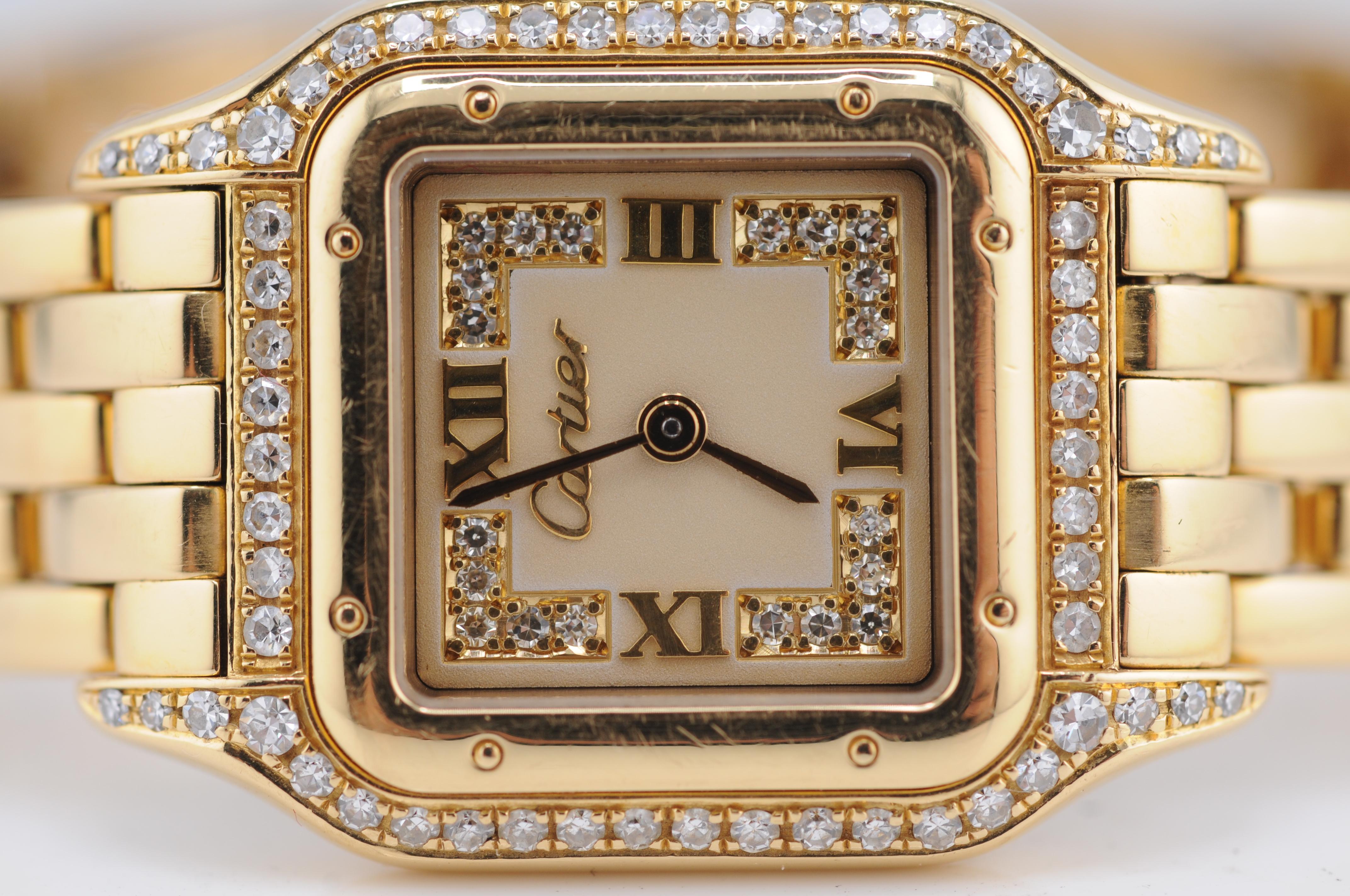 Vintage Cartier Panthère 22mm Oro Amarillo  Diamantes en venta 1