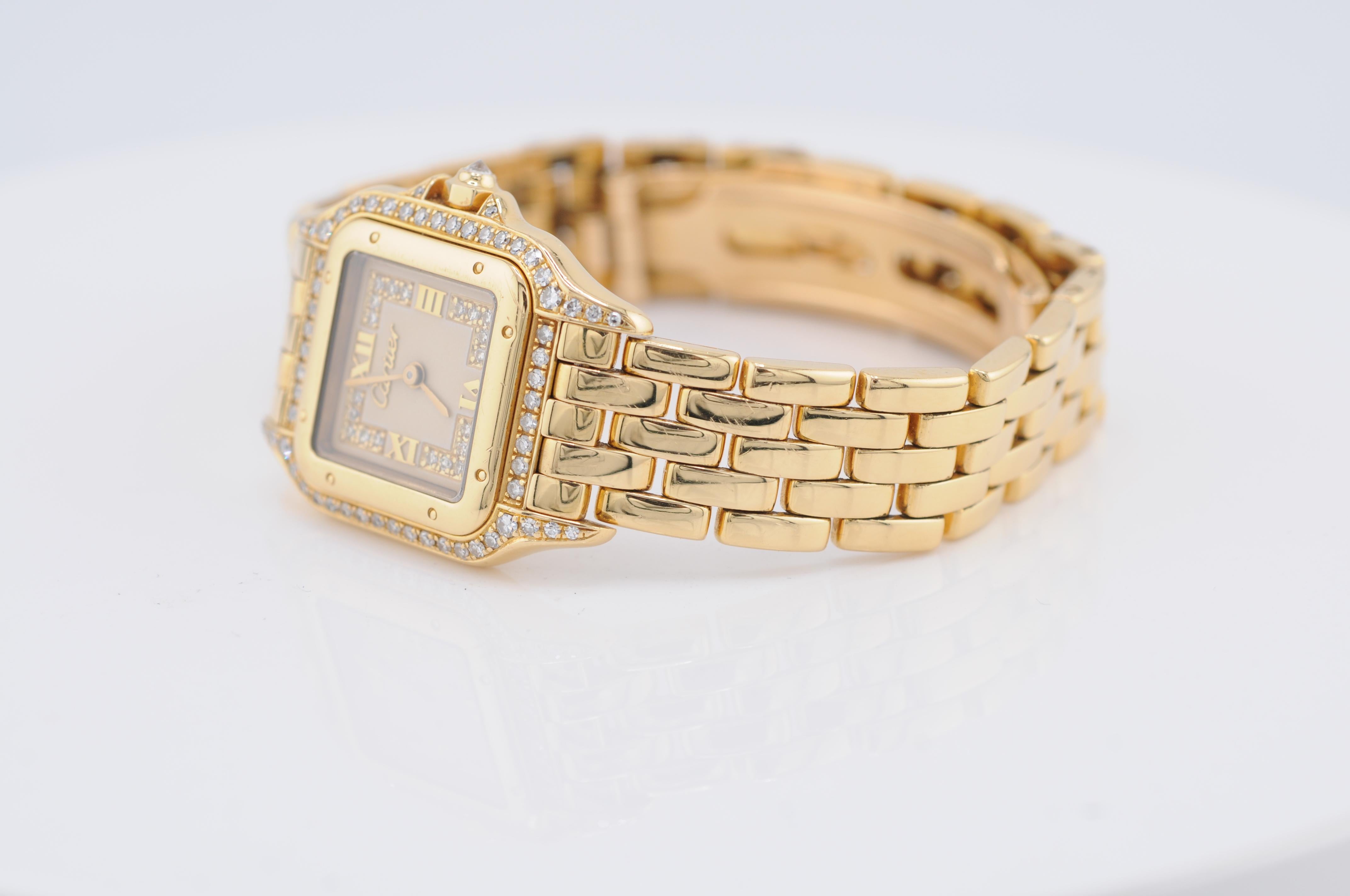 Vintage Cartier Panthère 22mm Oro Amarillo  Diamantes en venta 2