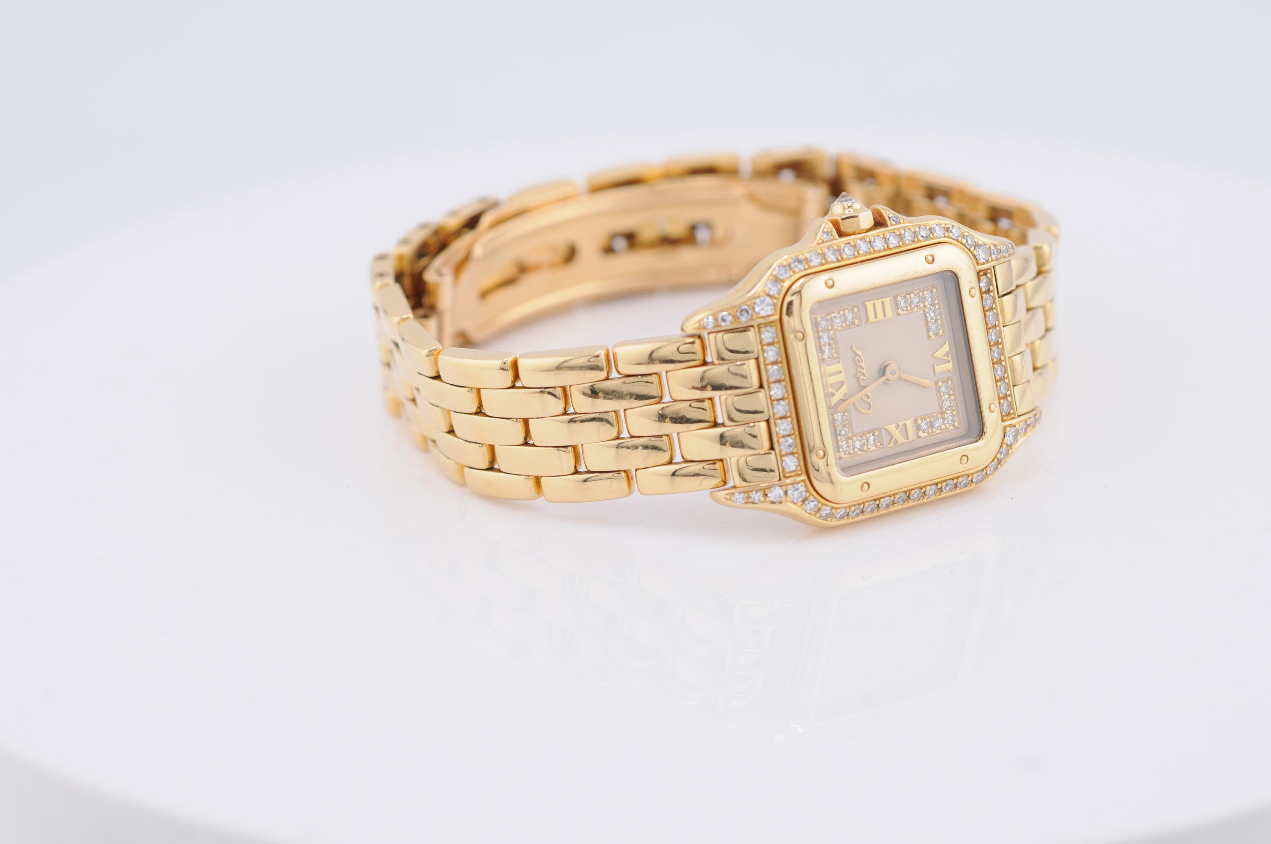 Vintage Cartier Panthère 22mm Oro Amarillo  Diamantes en venta 3