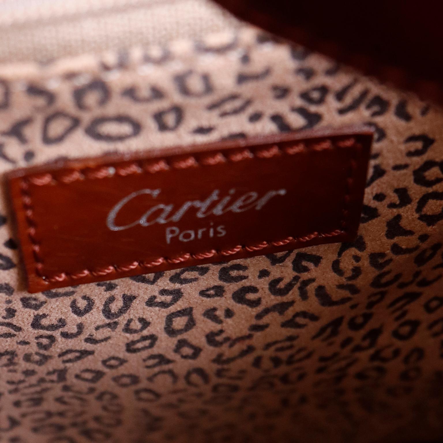 Vintage Cartier Panthere Brown Leather Backpack Shoulder Bag 7
