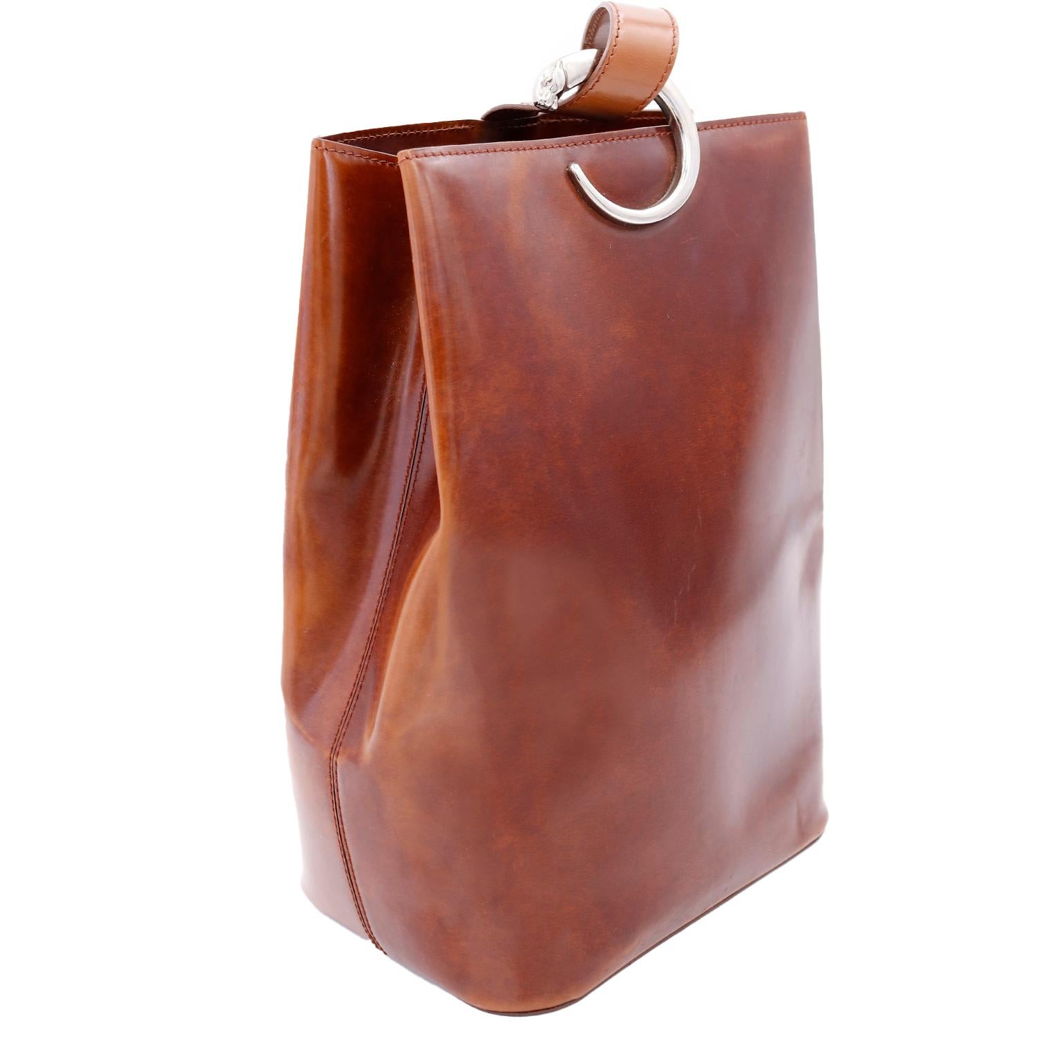 Women's or Men's Vintage Cartier Panthere Brown Leather Backpack Shoulder Bag