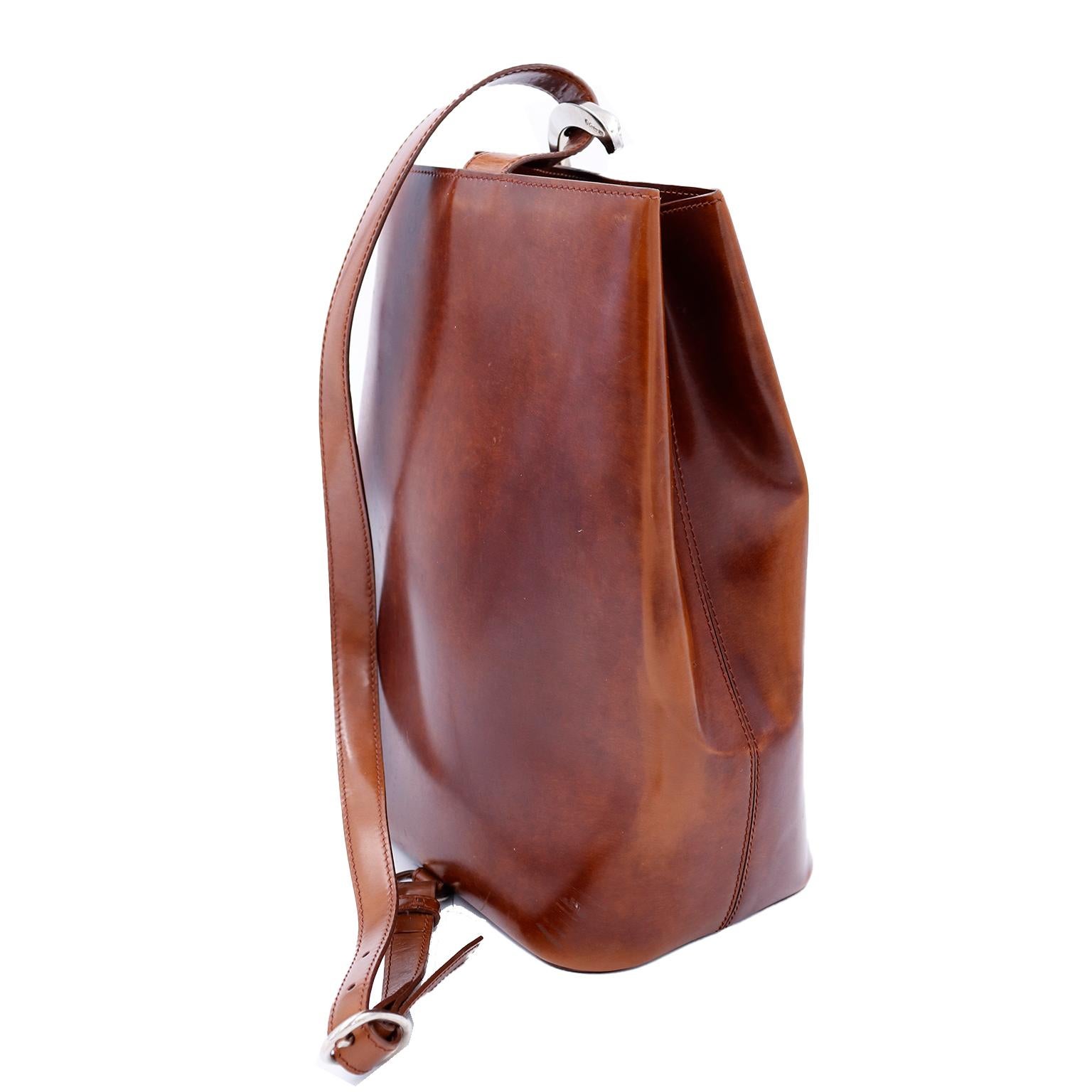Vintage Cartier Panthere Brown Leather Backpack Shoulder Bag 1