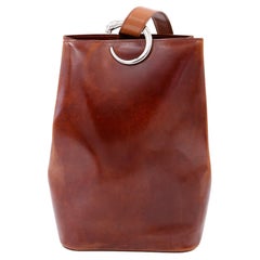 Retro Cartier Panthere Brown Leather Backpack Shoulder Bag