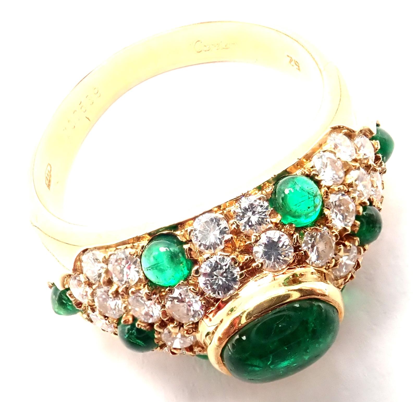 Gelbgoldring von Cartier, Panthere, Cabochon, Smaragd, Diamant im Angebot 5
