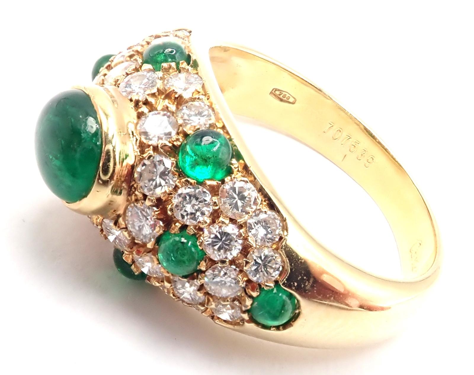 Gelbgoldring von Cartier, Panthere, Cabochon, Smaragd, Diamant im Angebot 7