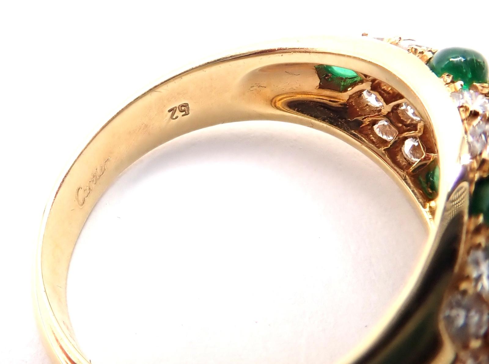 Gelbgoldring von Cartier, Panthere, Cabochon, Smaragd, Diamant im Zustand „Hervorragend“ im Angebot in Southampton, PA