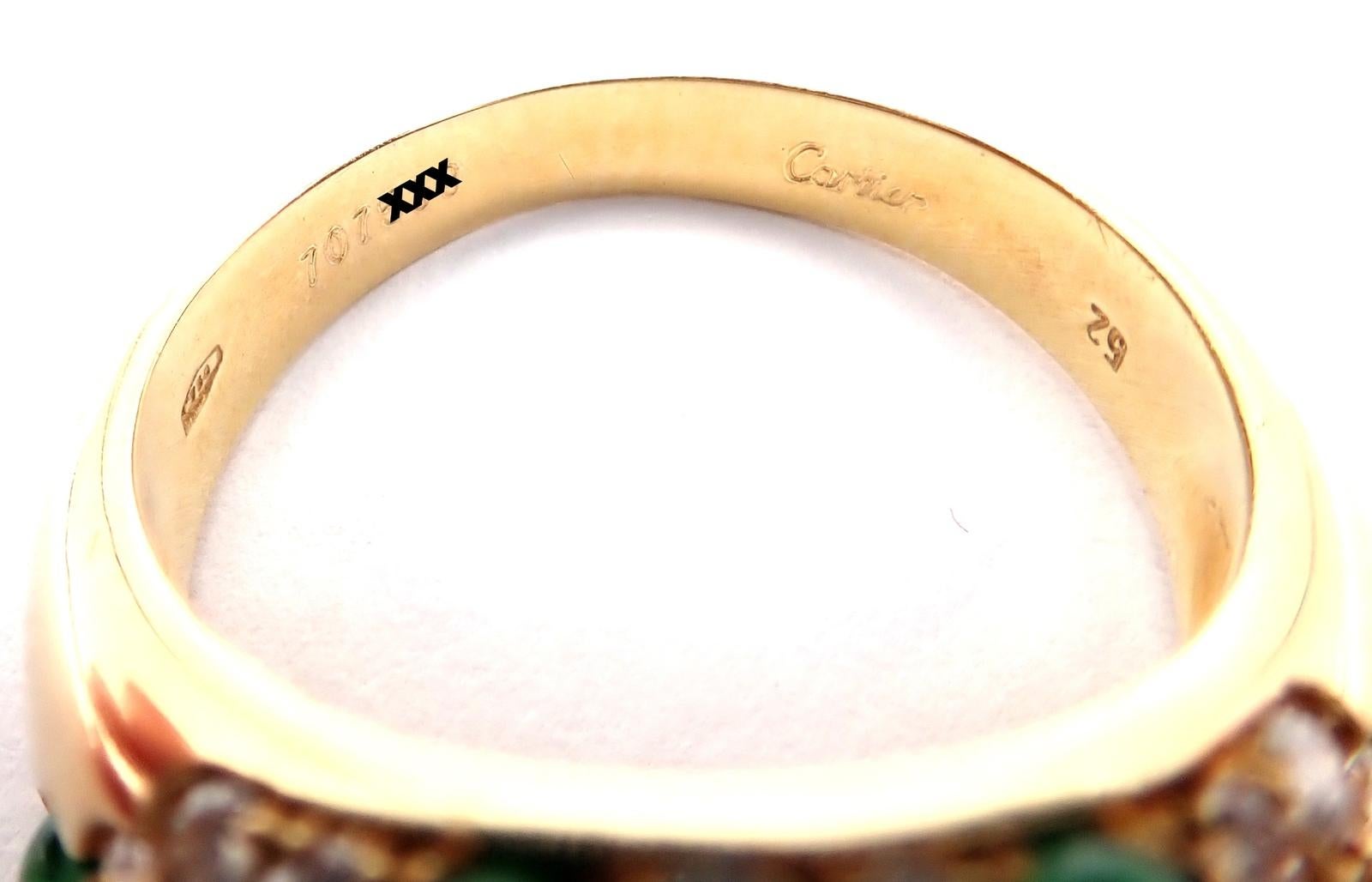 Gelbgoldring von Cartier, Panthere, Cabochon, Smaragd, Diamant im Angebot 4