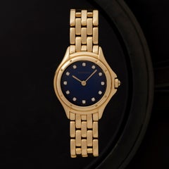 Vintage Cartier Panthére Cougar Or Jaune 18 carats Rare Cadran Bleu