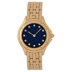 Vintage Cartier Panthére Cougar Or Jaune 18 carats Rare Cadran Bleu