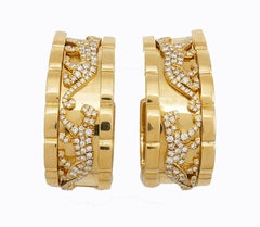 Vintage Cartier Panthere Earrings 18k Gold Diamond Clip-on Estate Jewelry
