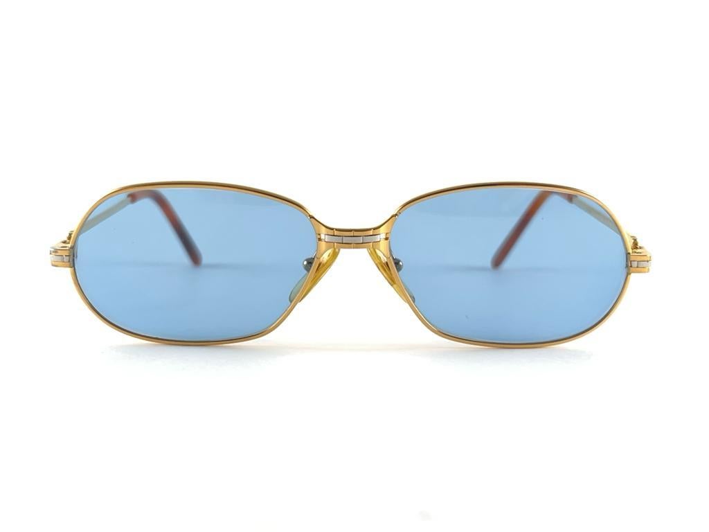 Lunettes de soleil vintage Cartier Panthere GM 54MM plaqué or lourd France 18k  en vente 7