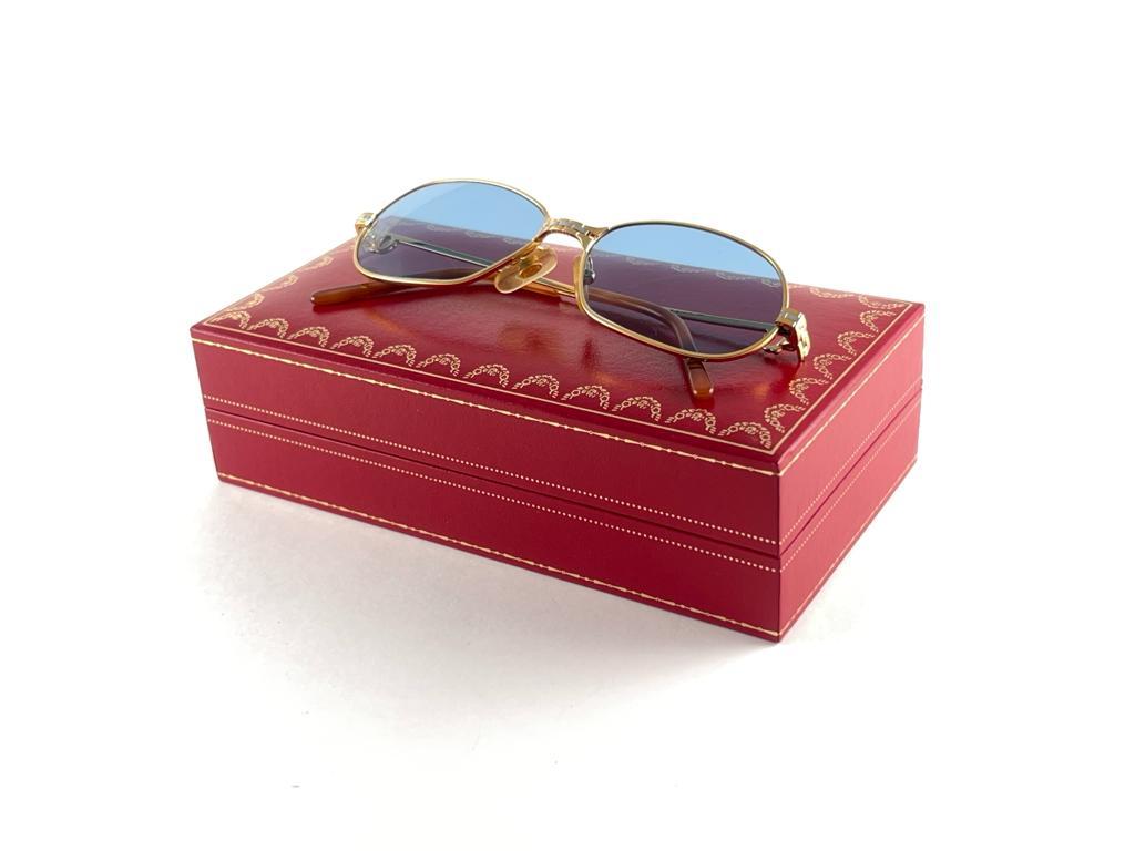 Lunettes de soleil vintage Cartier Panthere GM 54MM plaqué or lourd France 18k en vente 7