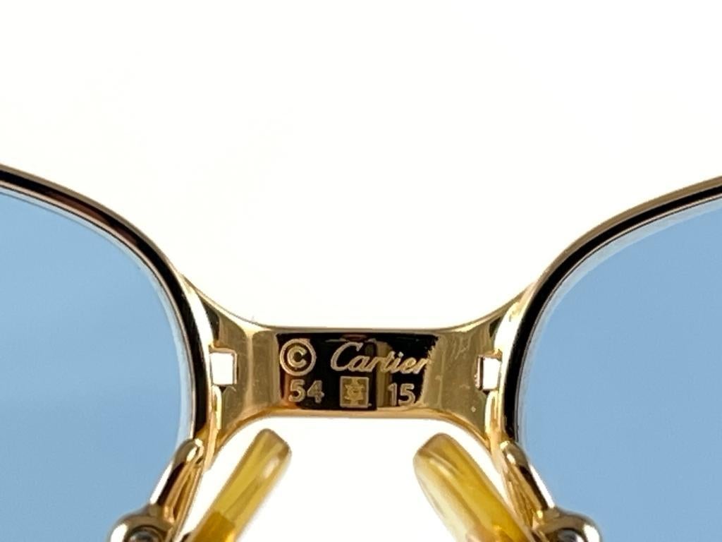 Women's or Men's Vintage Cartier Panthere GM 54MM Gold Heavy Plated Sunglasses France 18k  For Sale