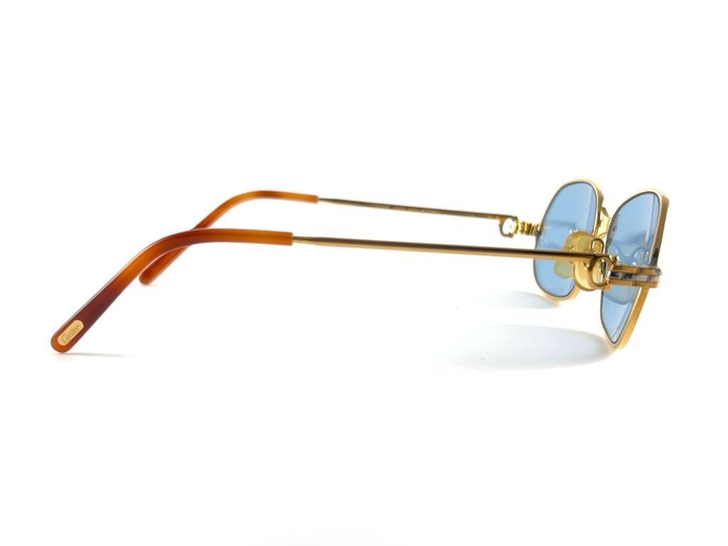 Lunettes de soleil vintage Cartier Panthere GM 54MM plaqué or lourd France 18k en vente 2