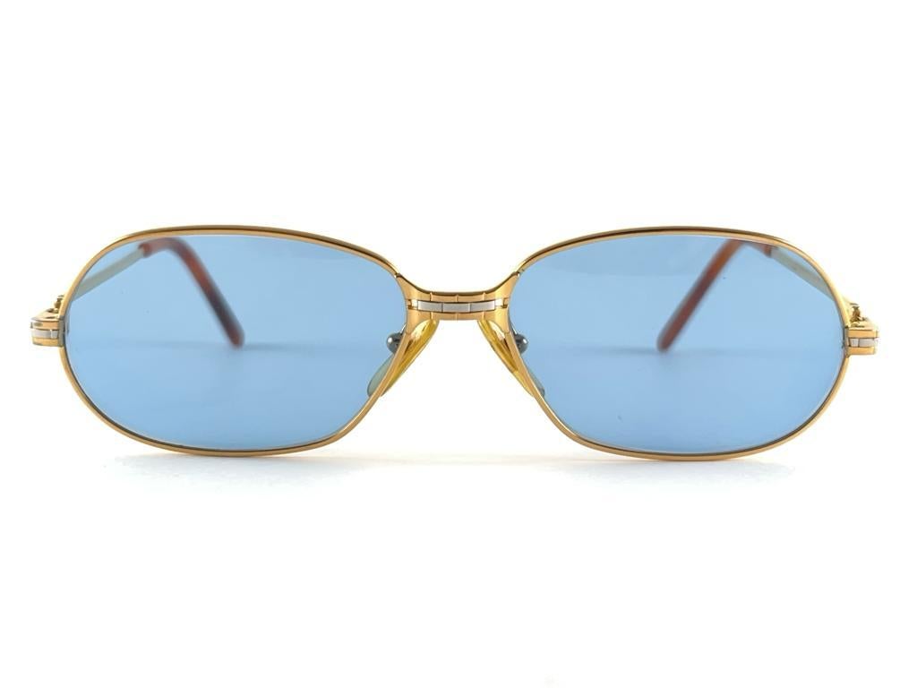 Vintage Cartier Panthere GM 56MM Lunettes de soleil plaqué or lourd France 18k en vente 2