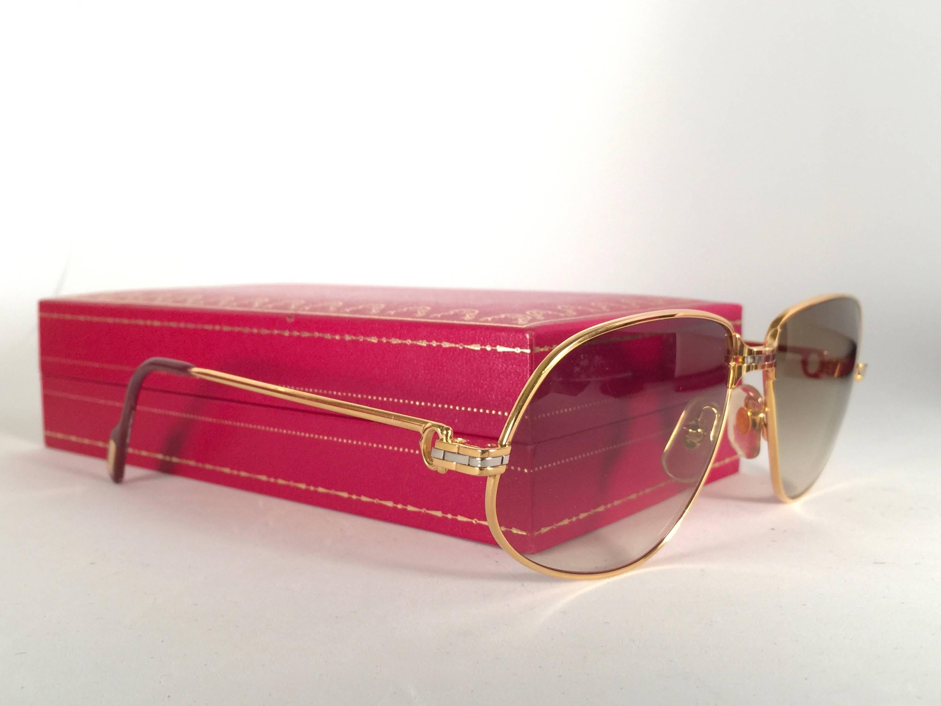 Vintage Cartier Panthere Gradient Lenses 63 Large Sunglasses France  In Excellent Condition For Sale In Baleares, Baleares