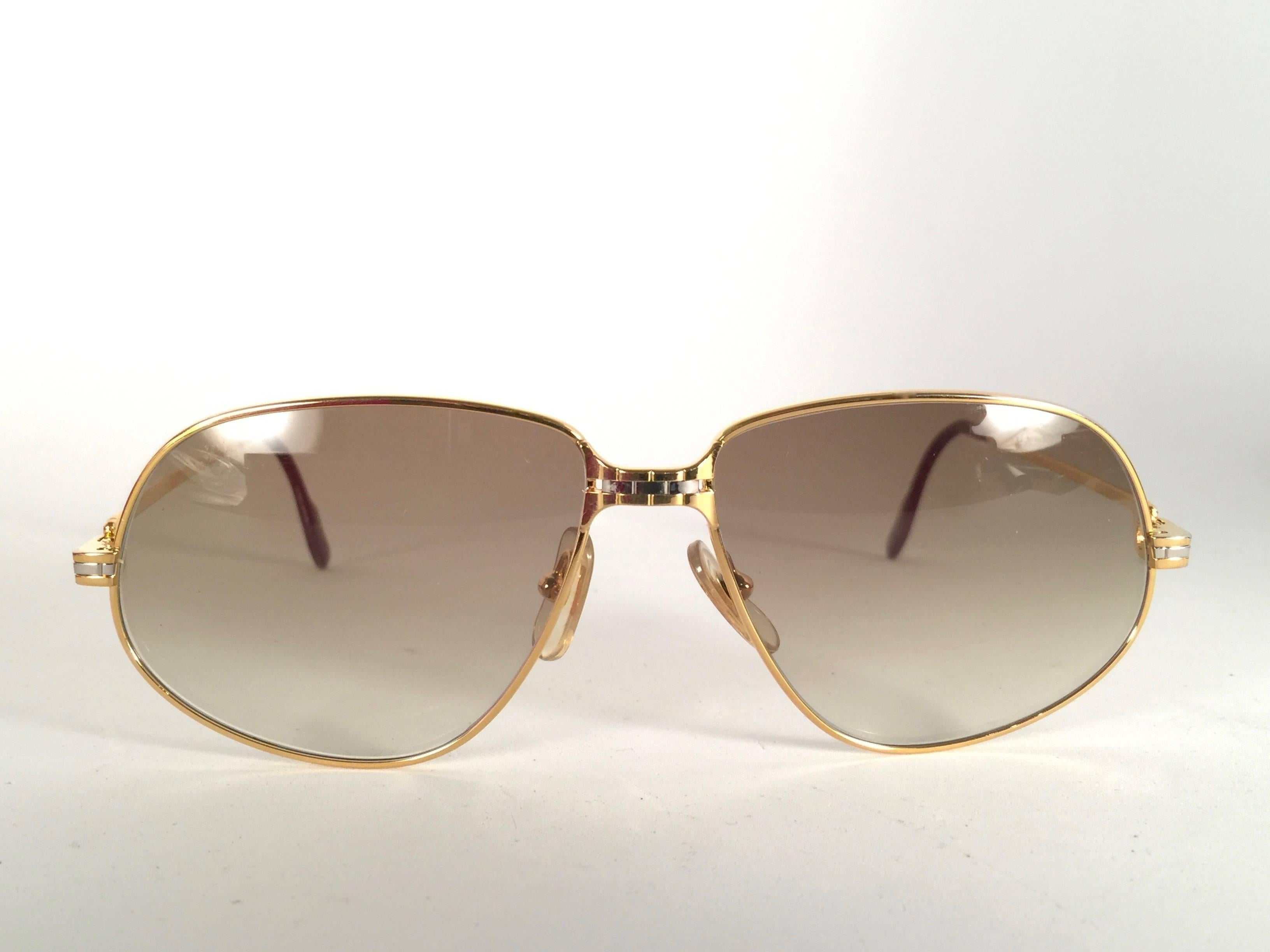 Women's or Men's Vintage Cartier Panthere Gradient Lenses 63 Large Sunglasses France 