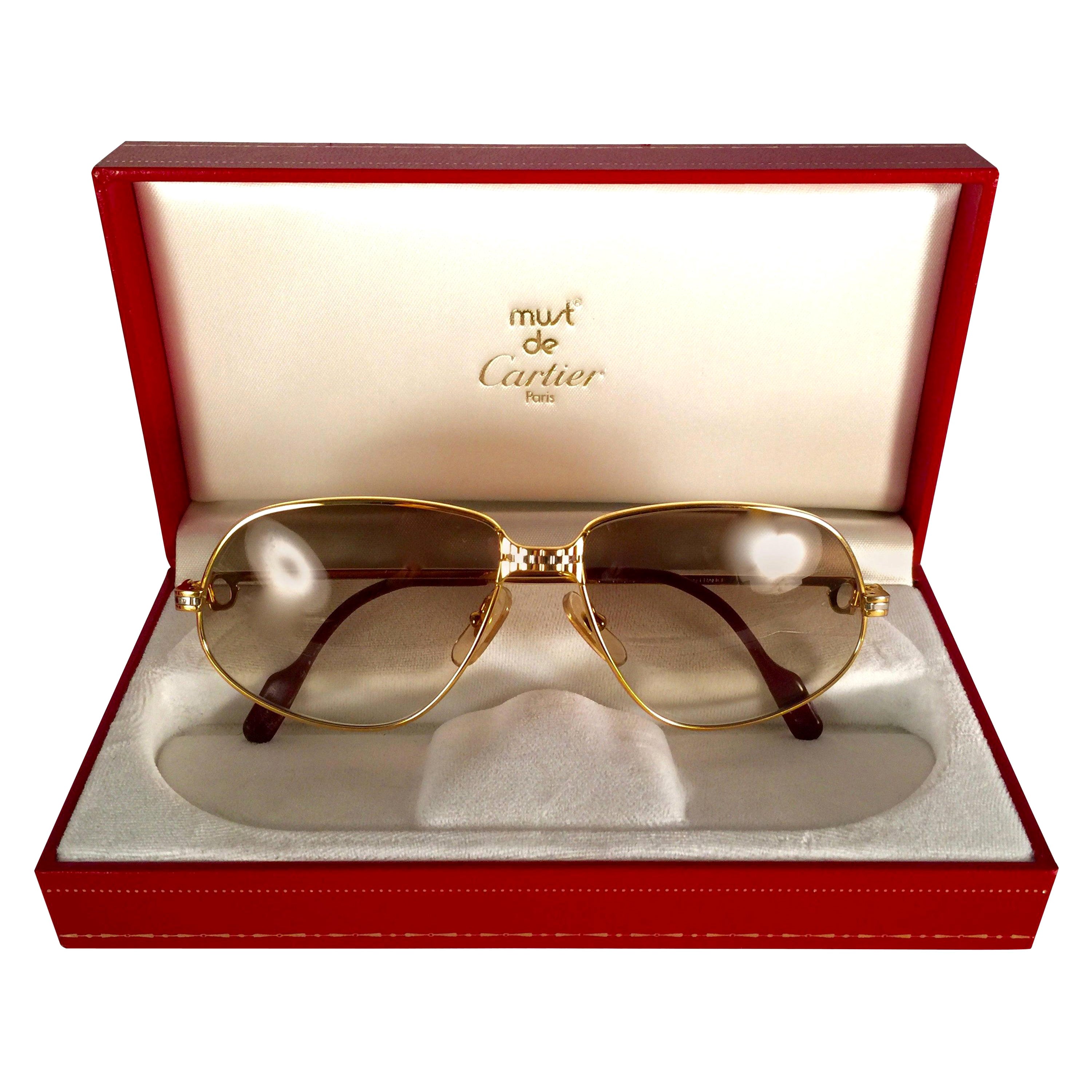 Gafas de sol Vintage Cartier Panthere Gradient Lenses 63 Large Francia