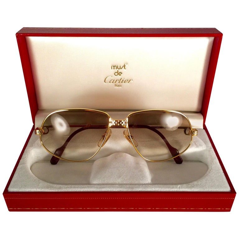 Vintage Cartier Panthere Gradient Lenses 63 Large Sunglasses France  For Sale