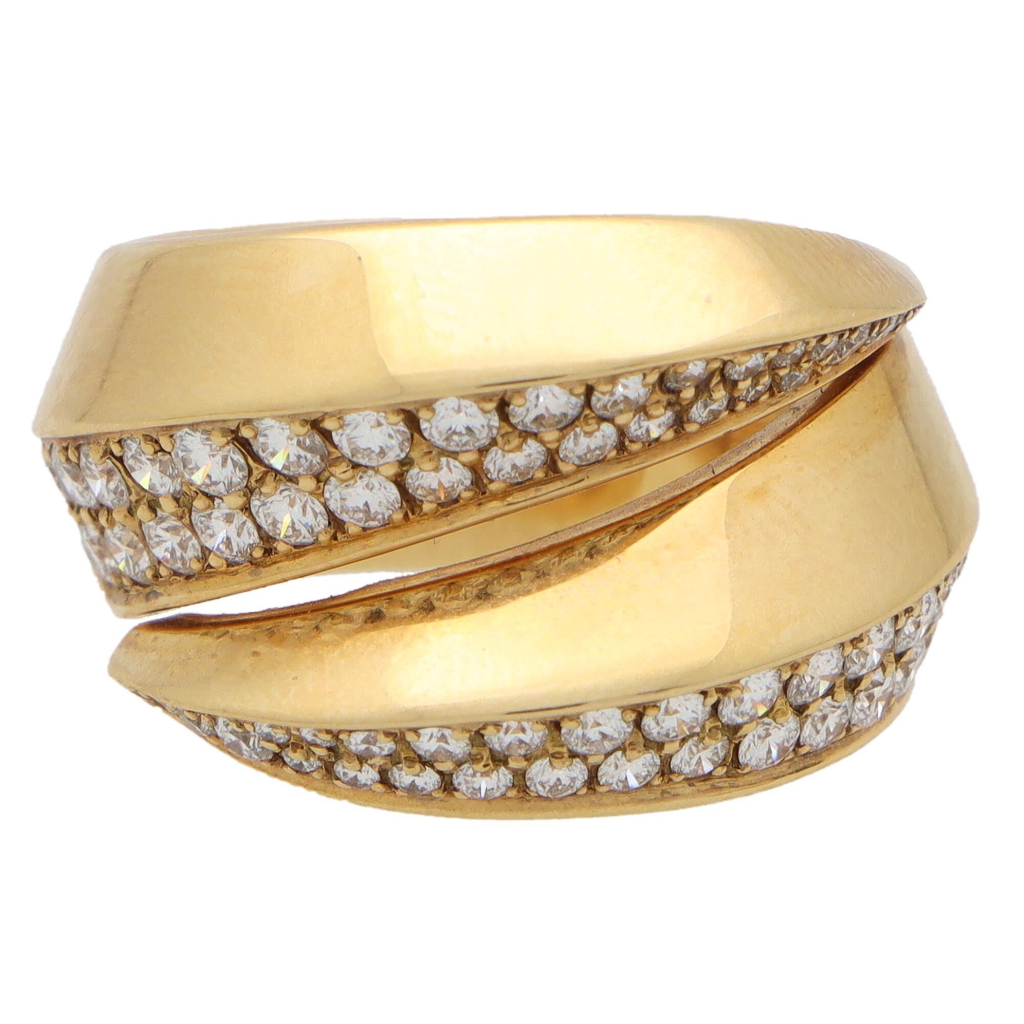 Vintage Cartier ‘Panthère Griffe’ Diamond Ring in 19k Yellow Gold
