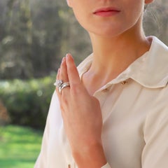 Vintage Cartier Panthere Lakarda Diamant- und Smaragd-Panther-Ring aus Weißgold