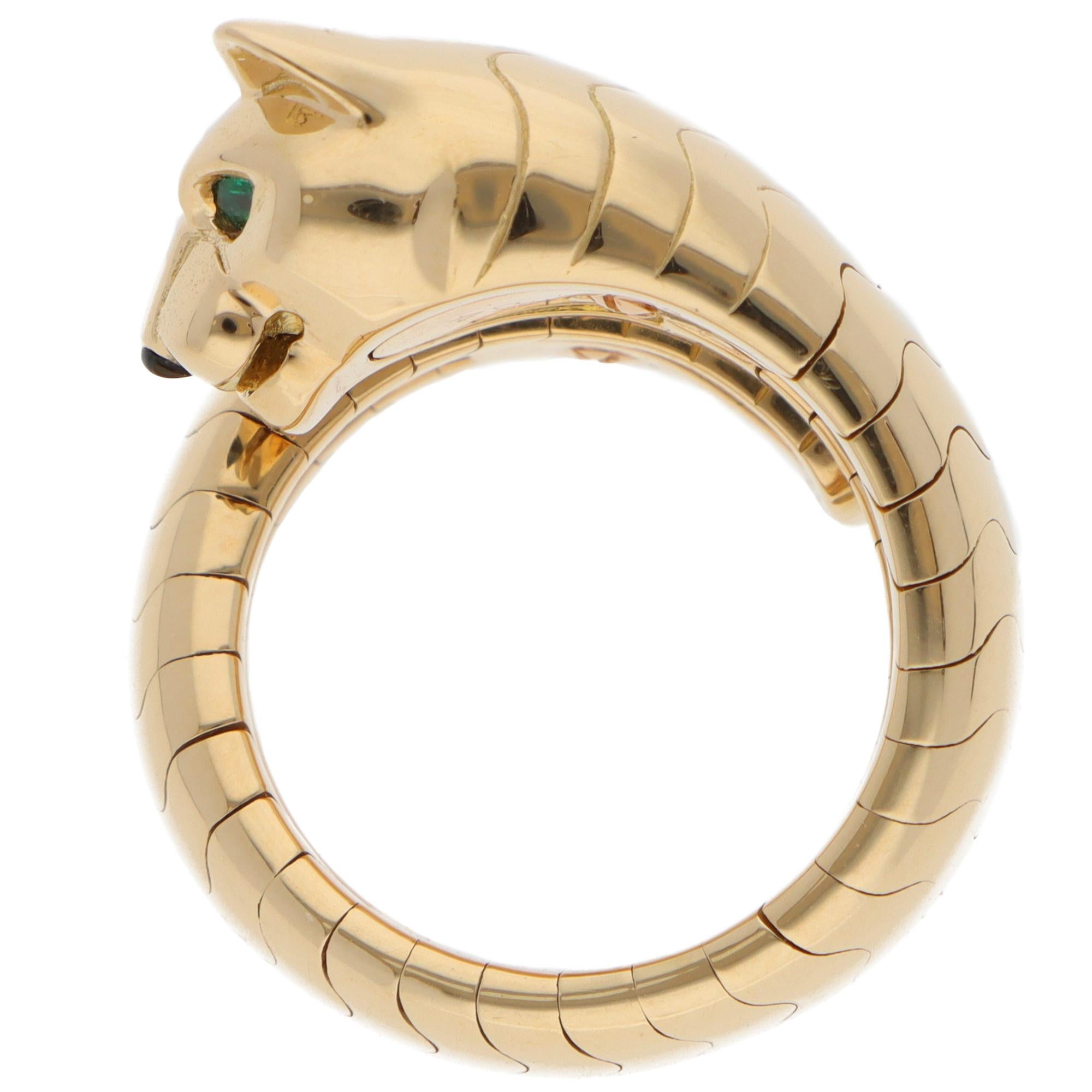 Mixed Cut Vintage Cartier Panthère Lakarda Ring in Yellow Gold For Sale