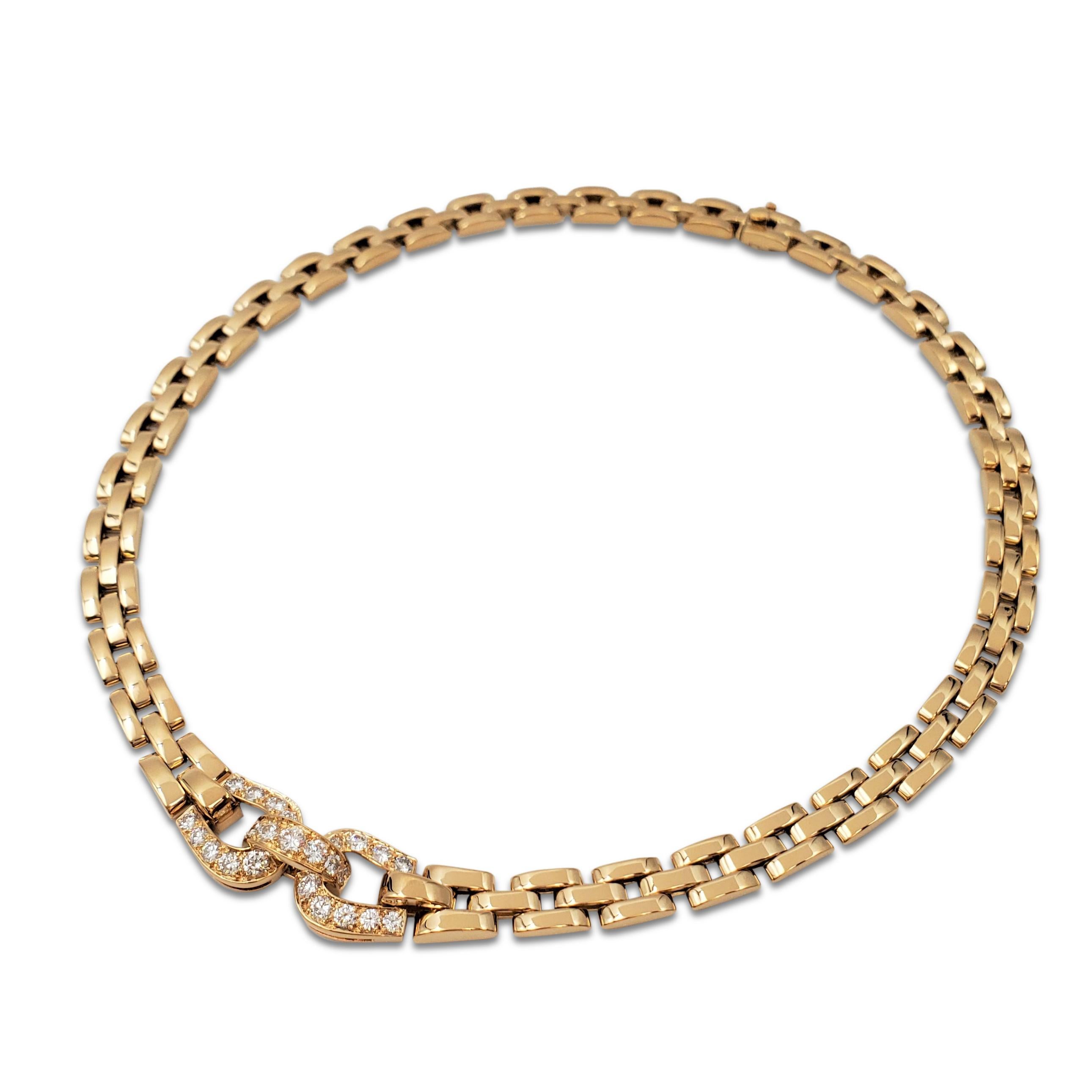 Vintage Cartier 'Panthere Maillon' Yellow Gold and Diamond Necklace  In Excellent Condition In New York, NY