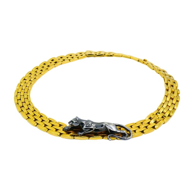 Vintage Cartier Panthere Necklace 18k Gold Estate Jewelry In Excellent Condition For Sale In Beverly Hills, CA