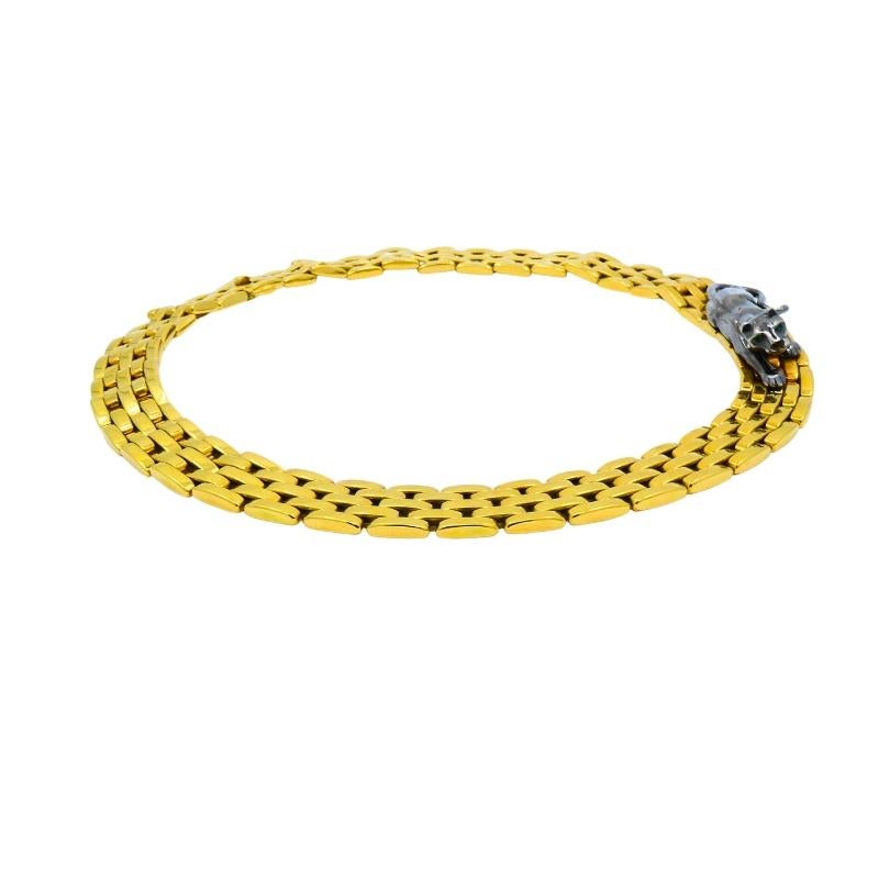 Women's or Men's Vintage Cartier Panthere Necklace 18k Gold Estate Jewelry For Sale