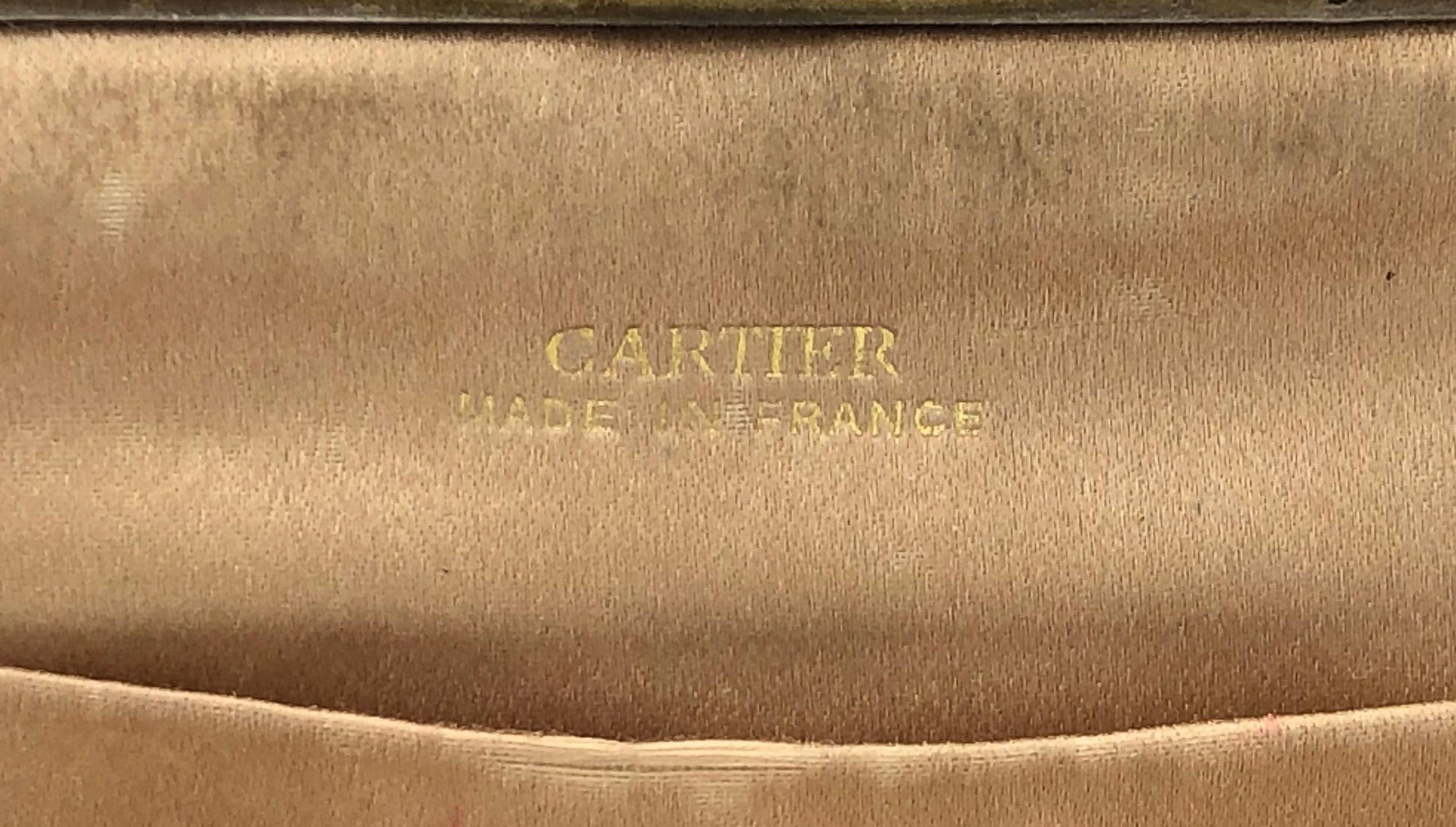 Vintage Cartier Paris Art Deco Clutch Bag Hand Gold Turquoise Silk Enamel 4