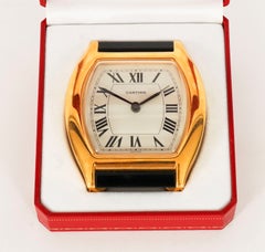 Vintage Cartier Paris Cased Ormolu Gilt Desk Alarm Clock C1990