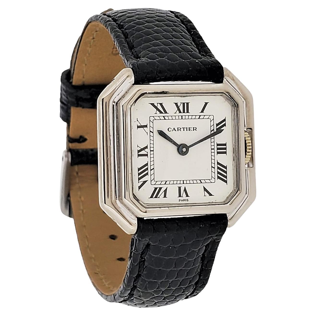 Vintage Cartier Paris Centure PM White Gold, Small Size Watch, circa 1975-1980