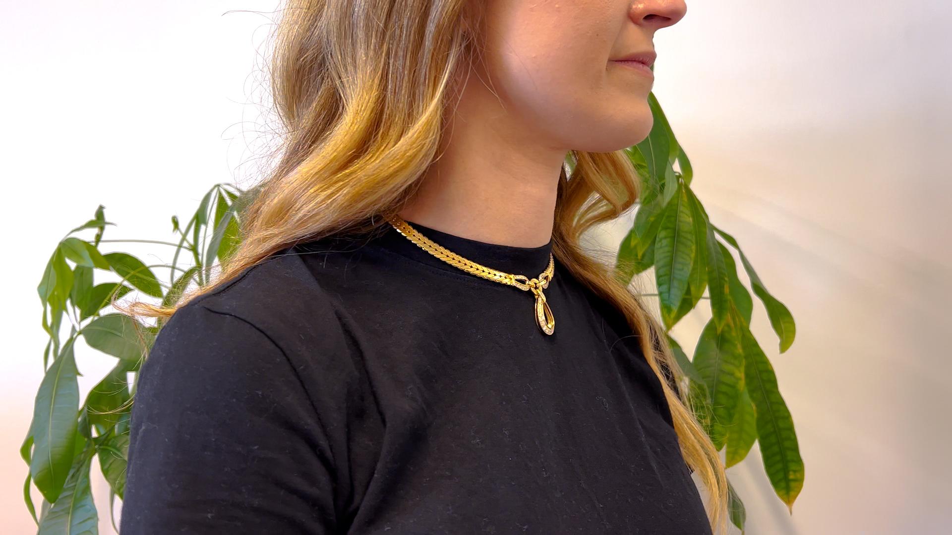 Vintage Cartier Paris Diamant-Halskette aus 18 Karat Gelbgold mit Diamanten (Brillantschliff)