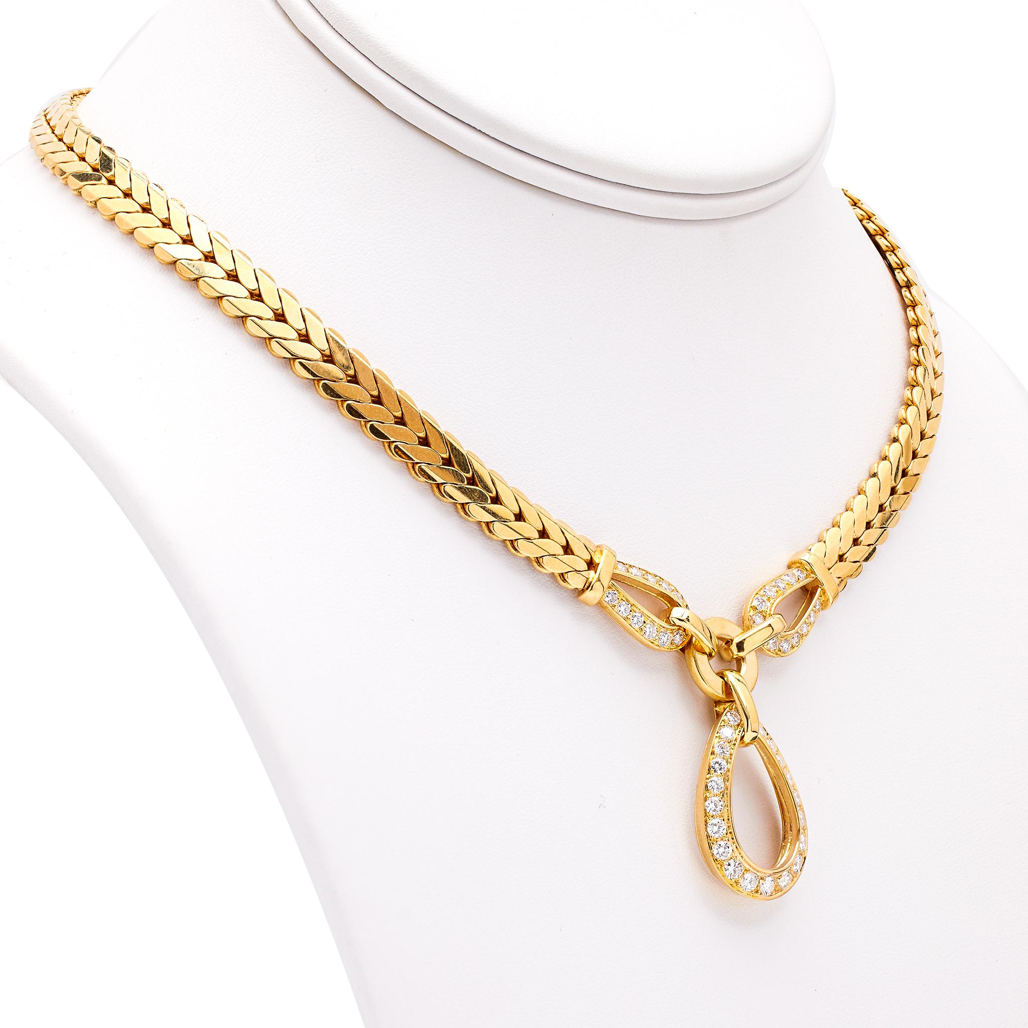 Vintage Cartier Paris Diamant-Halskette aus 18 Karat Gelbgold mit Diamanten für Damen oder Herren