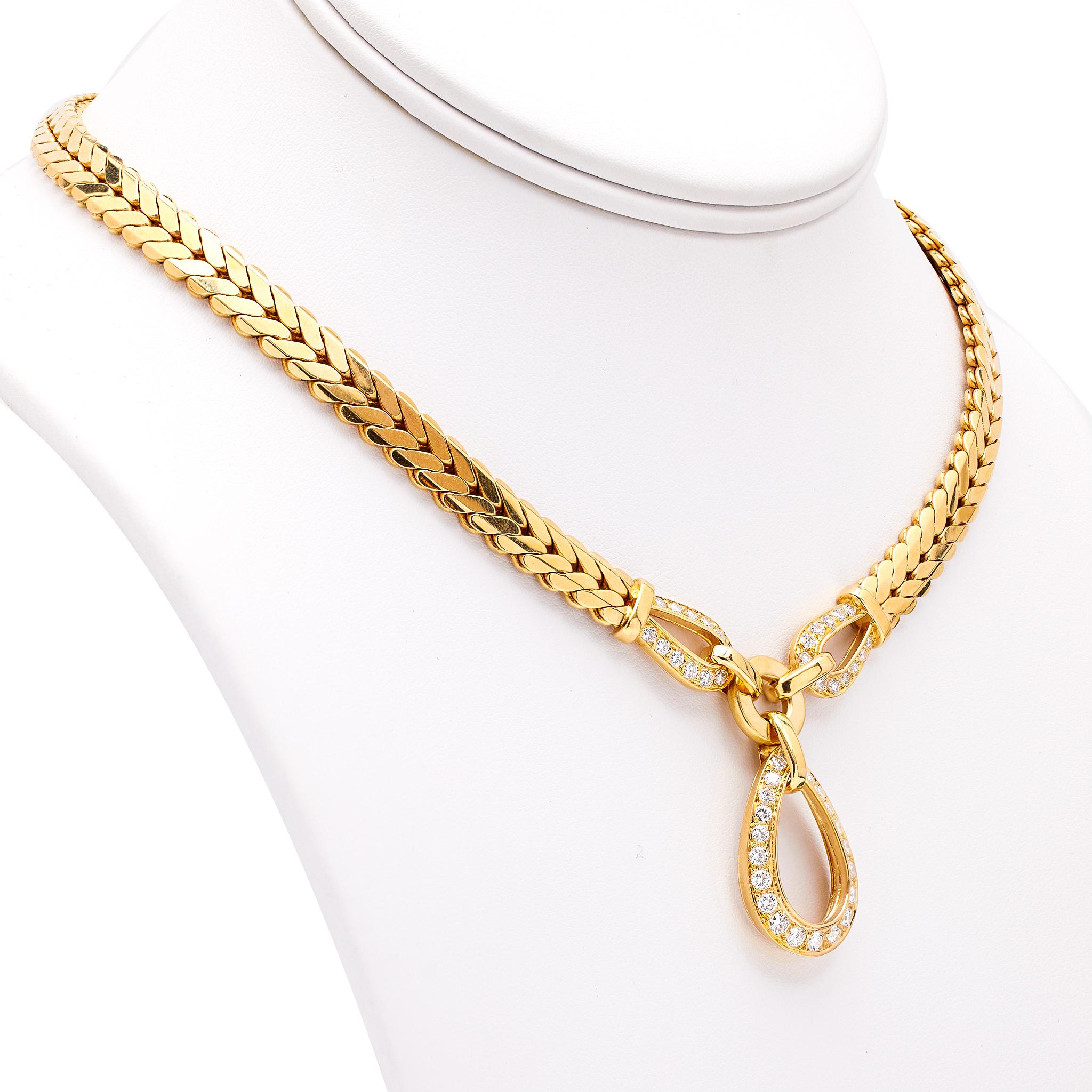Women's or Men's Vintage Cartier Paris Diamond 18k Yellow Gold Necklace