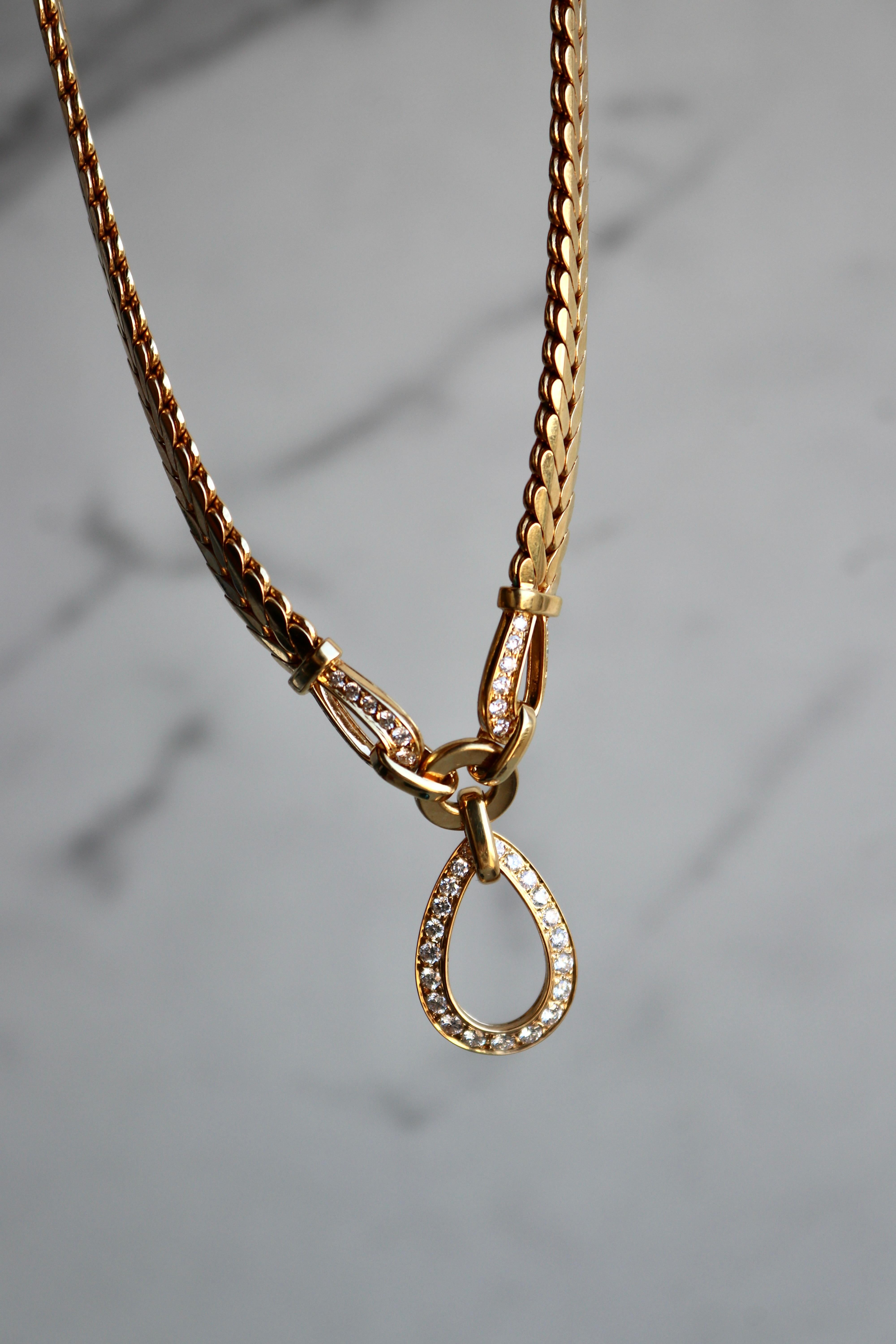 Vintage Cartier Paris Diamant-Halskette aus 18 Karat Gelbgold mit Diamanten 1