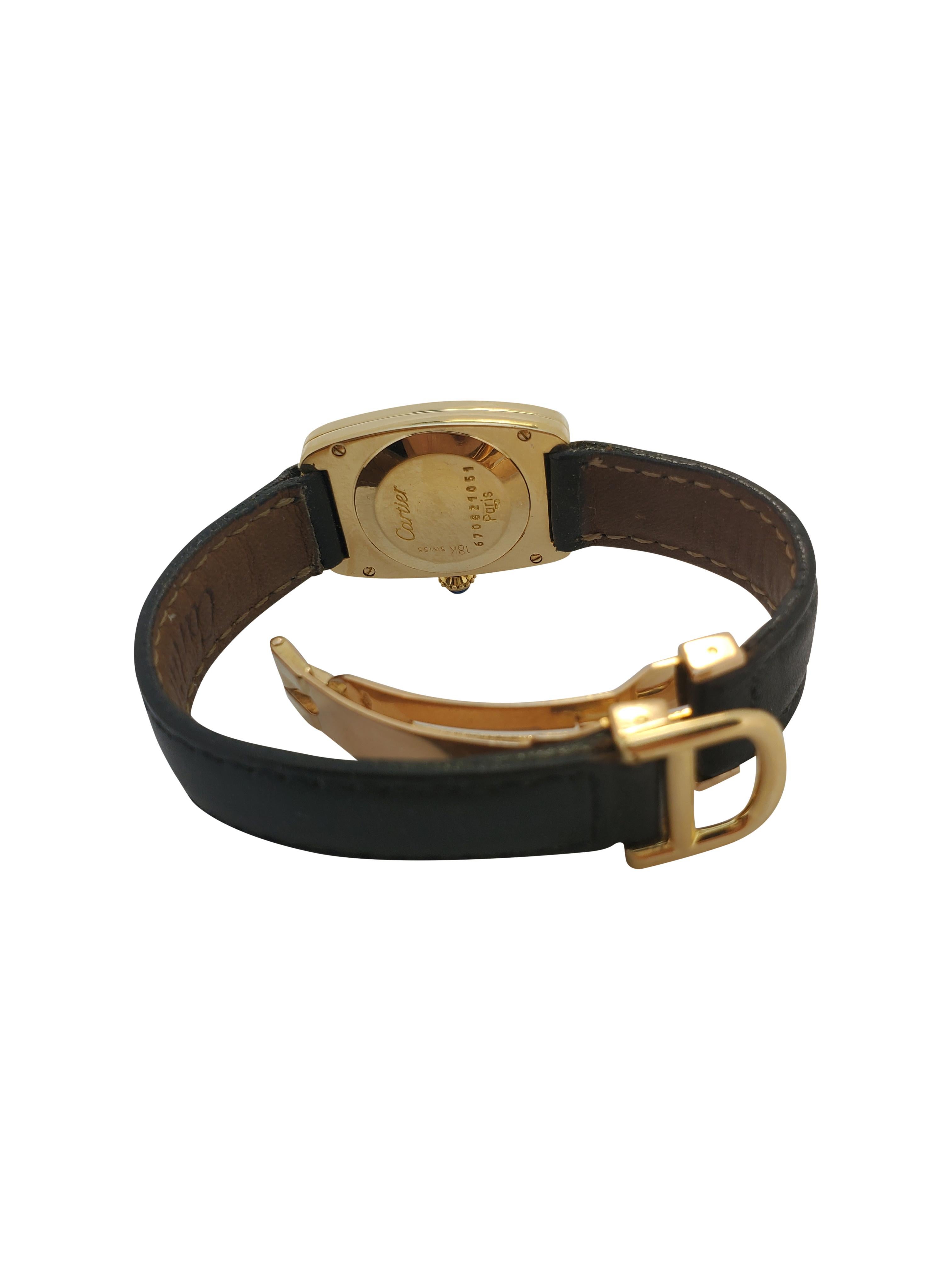 Art Deco Vintage Cartier Paris Faberge' Tonneau Watch, Medium Size, circa 1978-1982