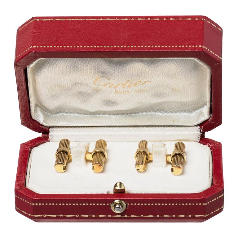 Vintage Cartier Paris Fluted Baton Cufflinks in 18 Karat Gold French