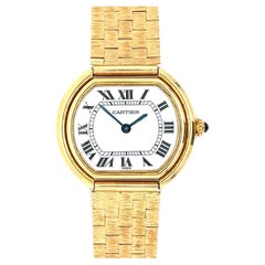 Retro Cartier Paris Manual Wind Dial 18k Yellow Gold Ladies Watch 