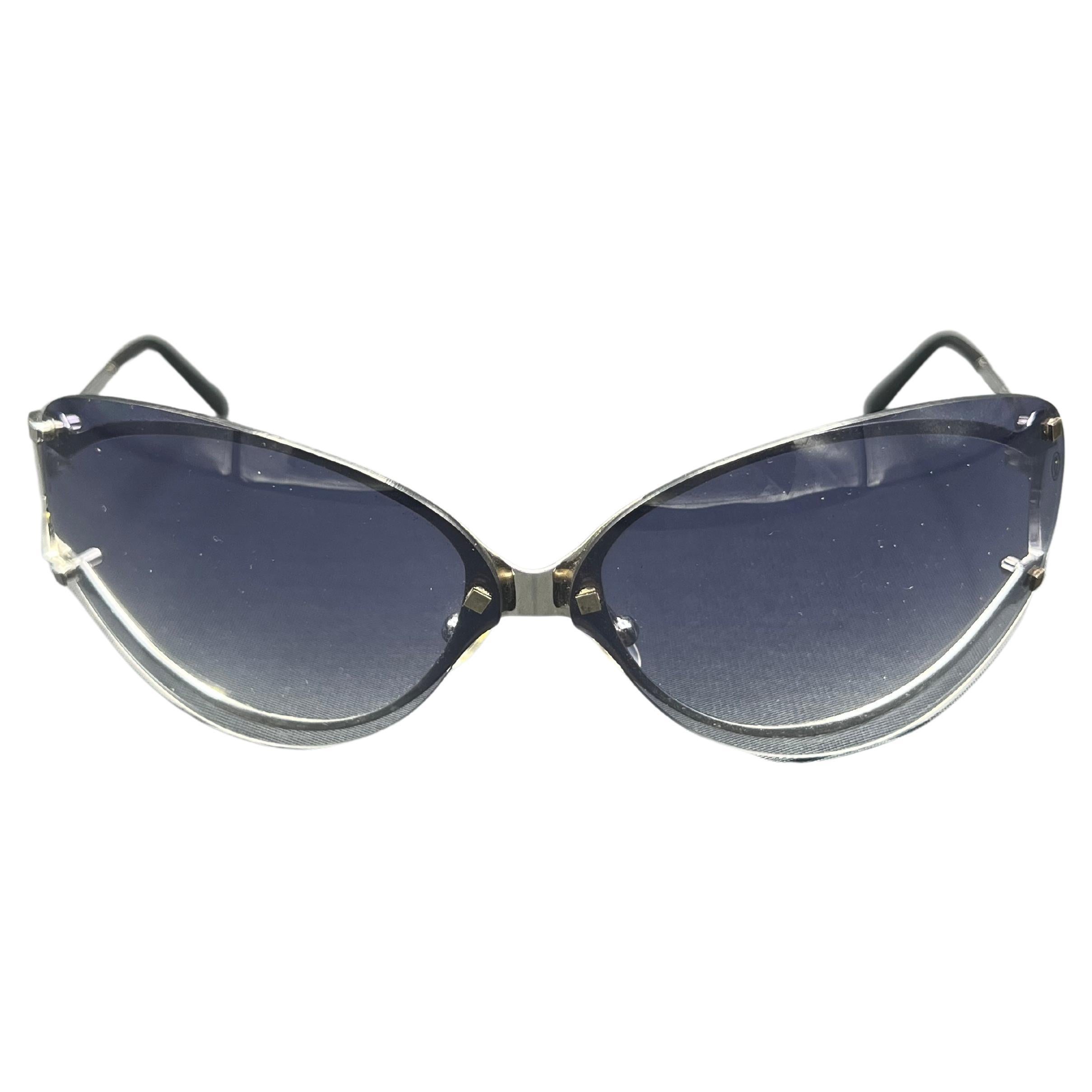 Lunettes de soleil ovales vintage Cartier Paris avec étui  en vente