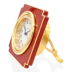 Vintage Cartier Paris Red Enamel Mechanical Desk Clock