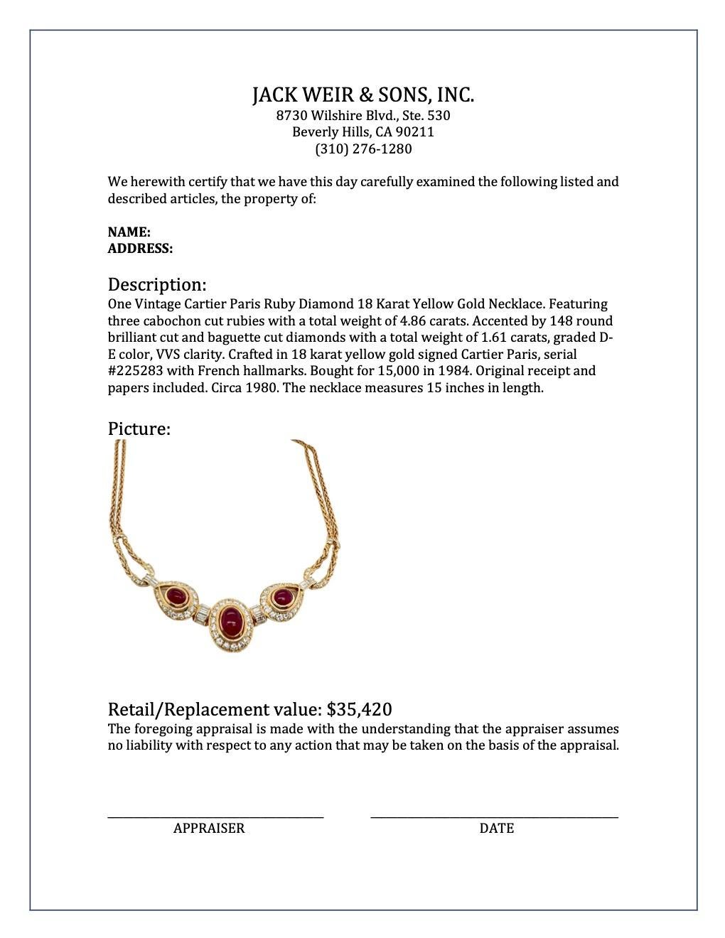 Halskette aus 18 Karat Gelbgold mit Rubin und Diamant von Cartier Paris 2