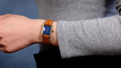 Vintage Cartier Paris Silver Gold Vermeil Leather Strap Must De Cartier Watch