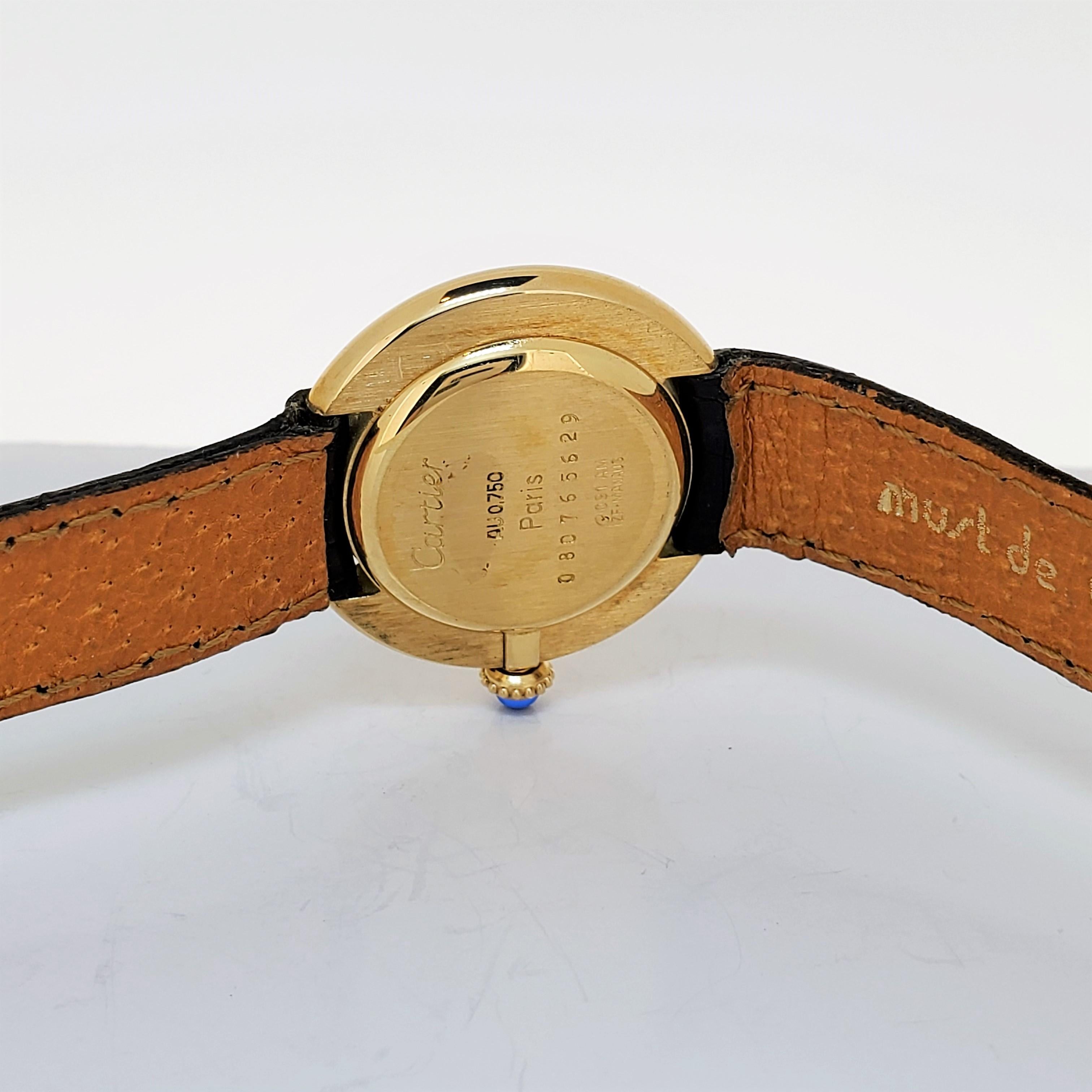Petite montre vintage Vendome à remontage manuel de Cartier Paris. Choix du noir ou du romain  en vente 7