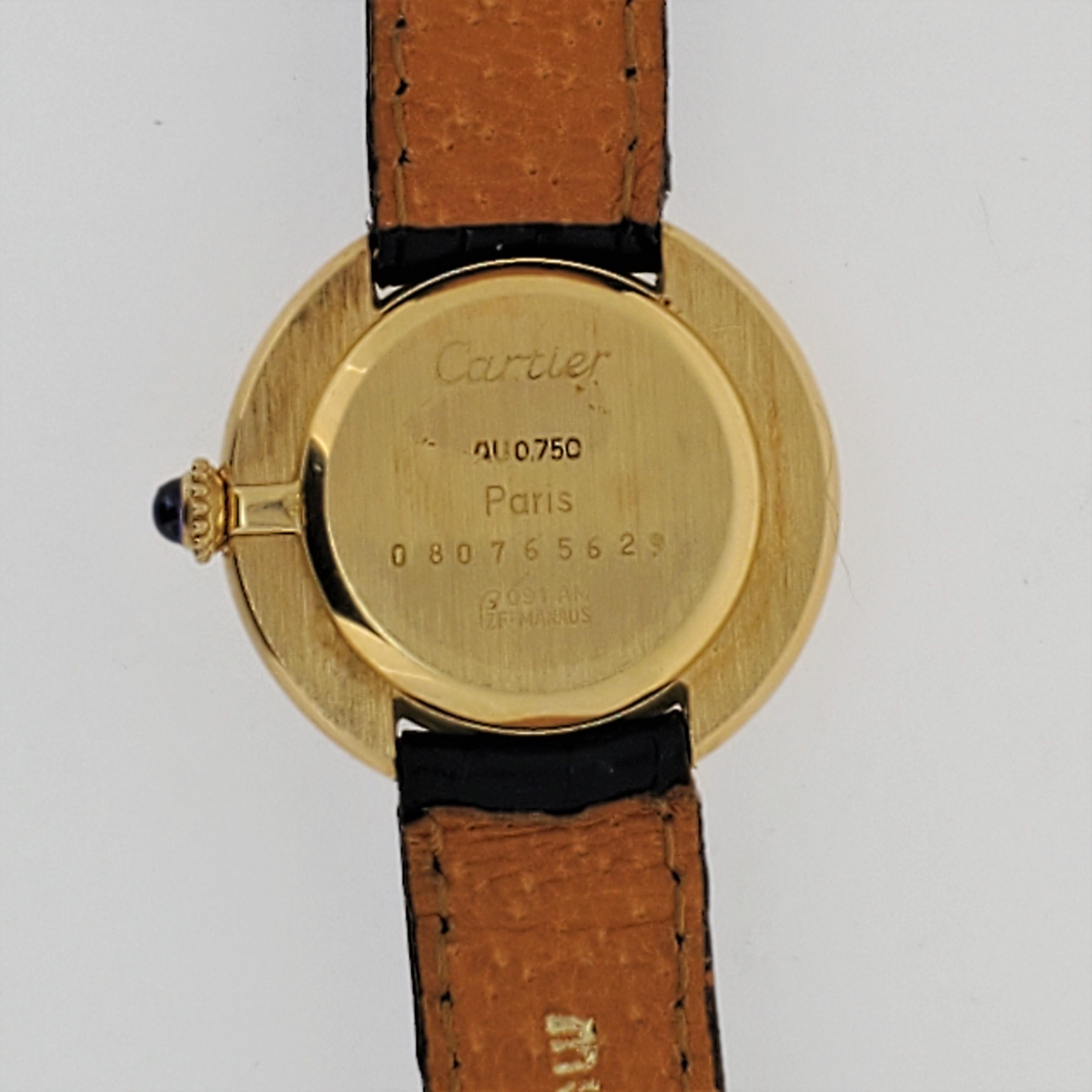 Vintage Cartier Paris Vendome Small Watch manual wind. Choice of Black or Roman  For Sale 7