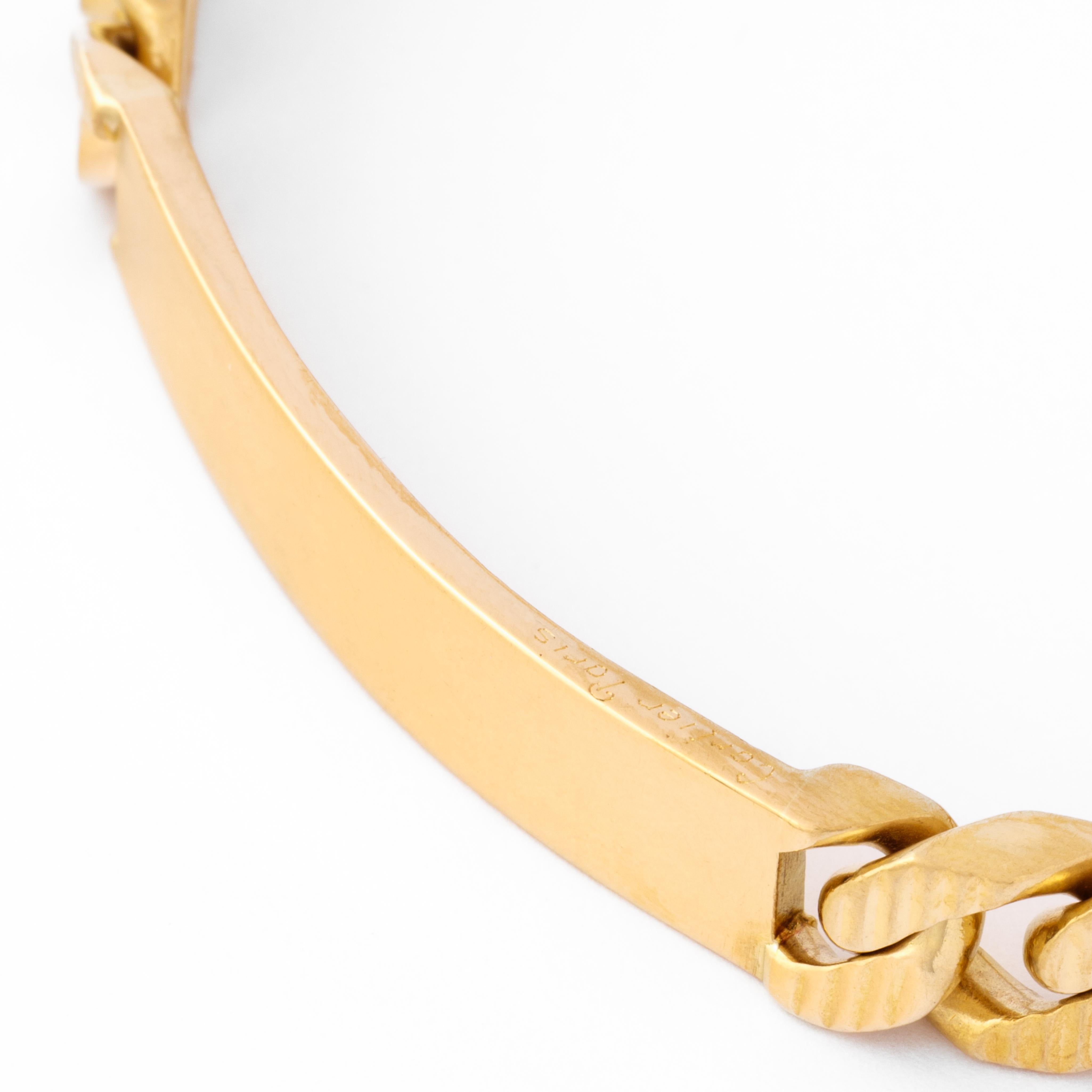 Women's or Men's Vintage Cartier Paris x Georges Lenfant 18 Karat ID Chain Bracelet For Sale